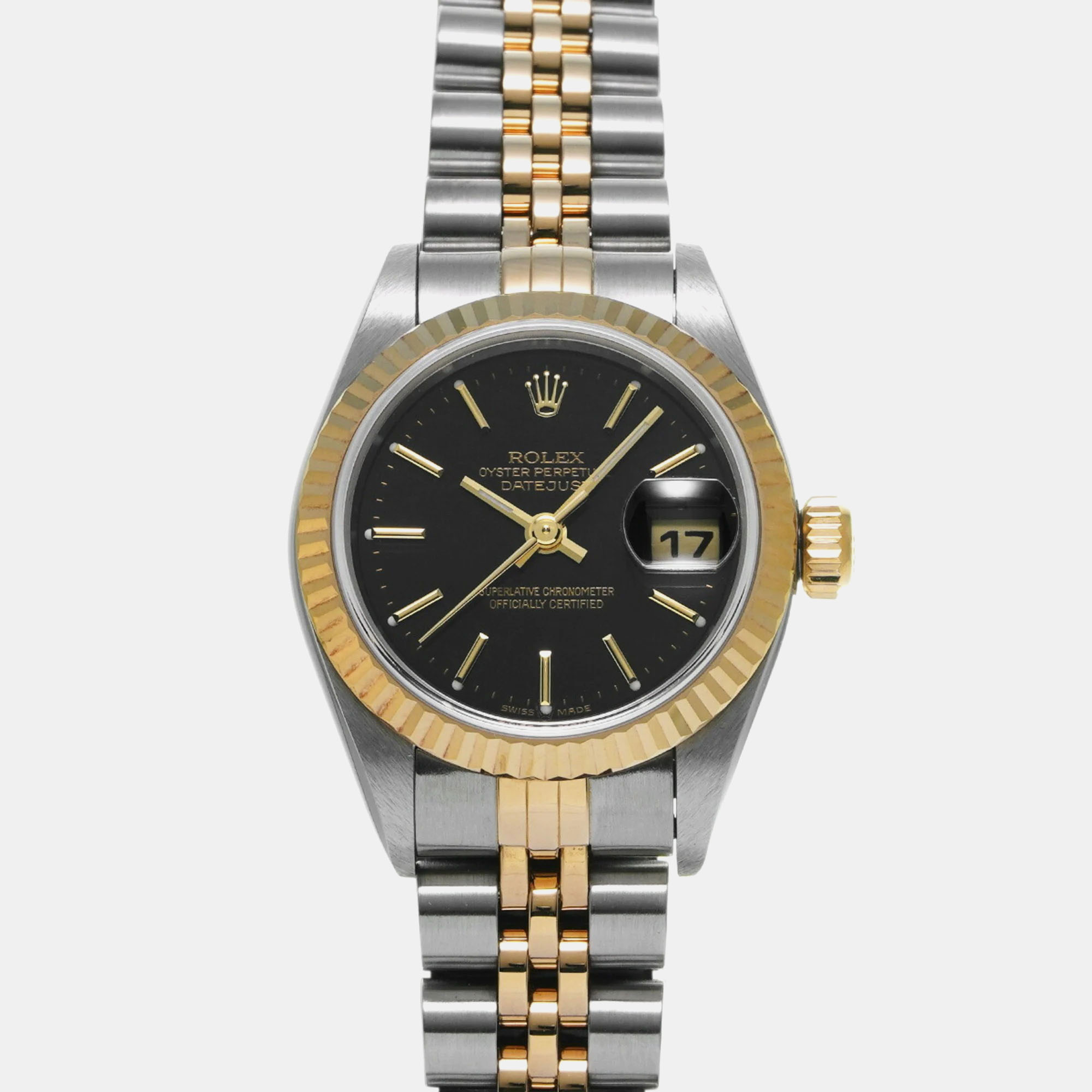 

Rolex Black 18k Yellow Gold Stainless Steel Datejust Automatic Women's Wristwatch 26 mm