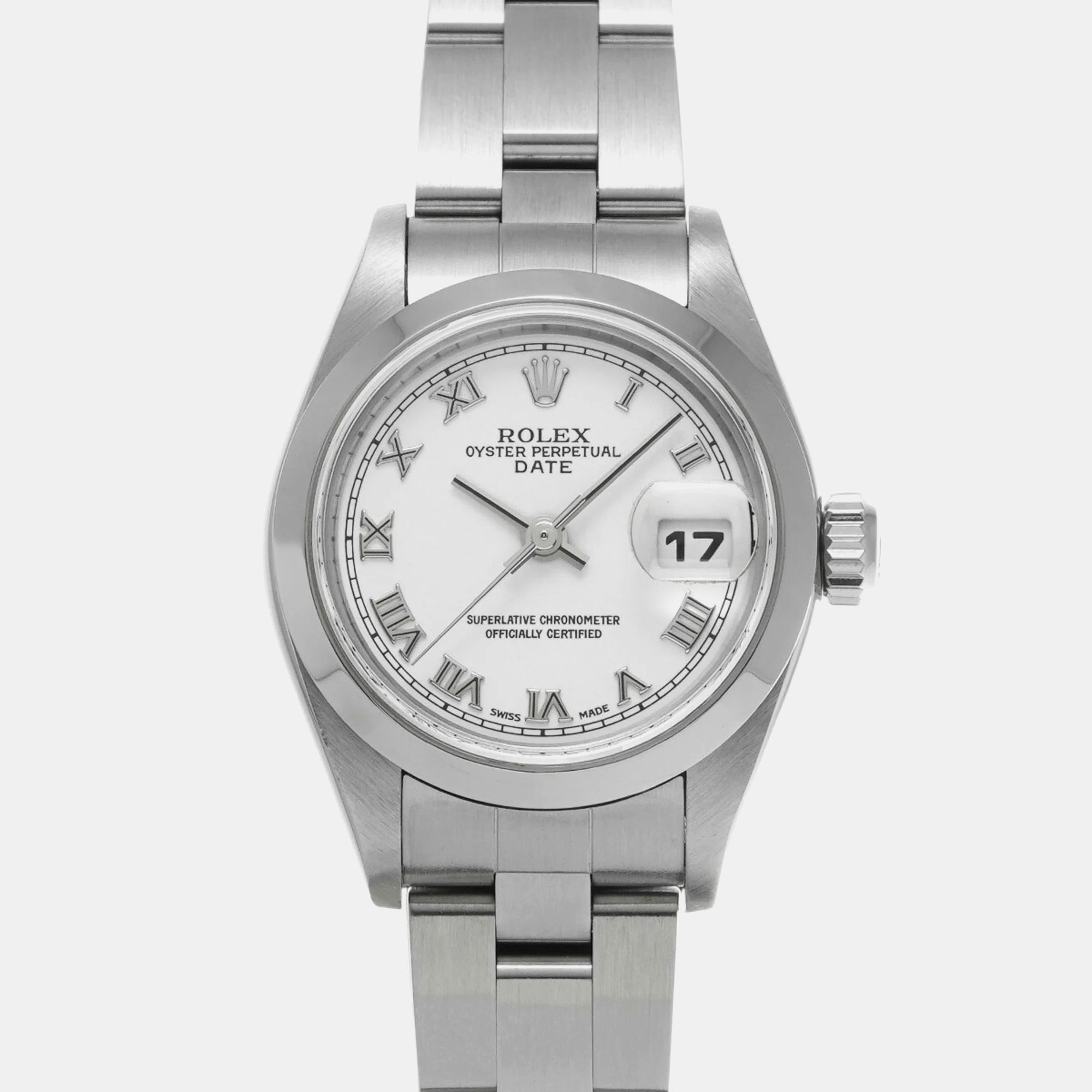 

Rolex White Stainless Steel Oyster Perpetual Automatic Women's Wristwatch 25 mm