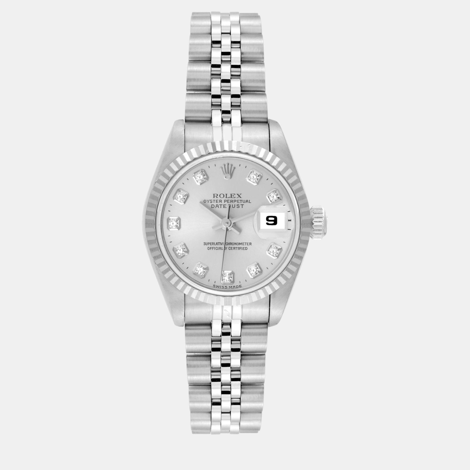 Datejust Steel White Gold Diamond Dial Ladies Watch 69174