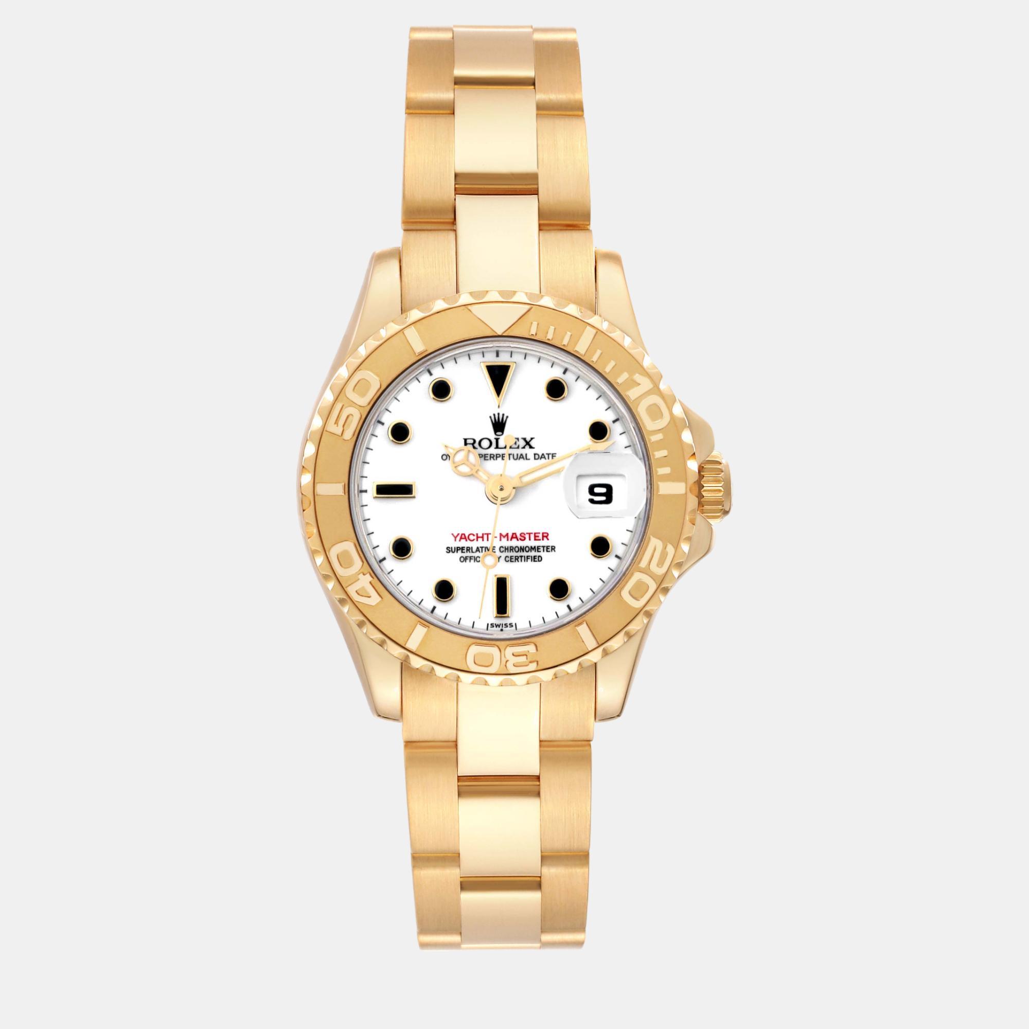 

Rolex Yachtmaster 29 Yellow Gold White Dial Ladies Watch 69628