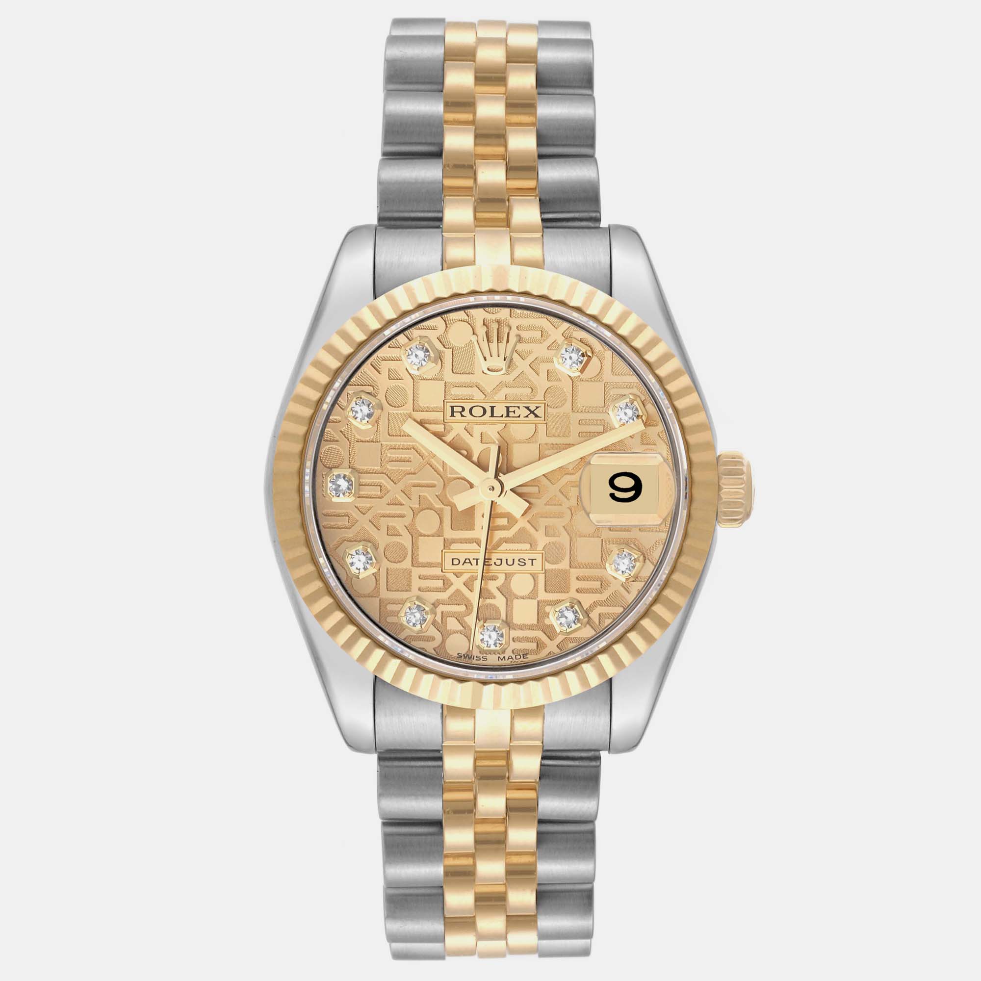 

Rolex Datejust Midsize Steel Yellow Gold Diamond Ladies Watch 31 mm