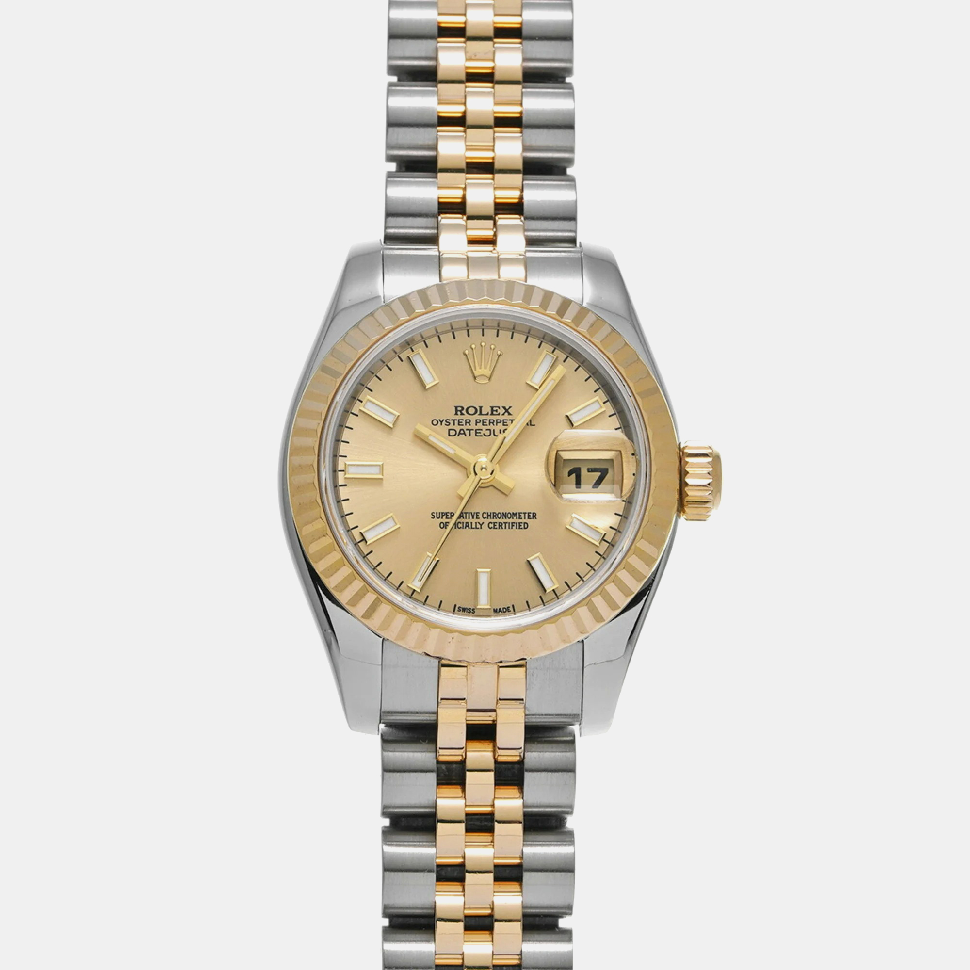 

Rolex Champagne 18k Yellow Gold Stainless Steel Datejust Automatic Women's Wristwatch 26 mm