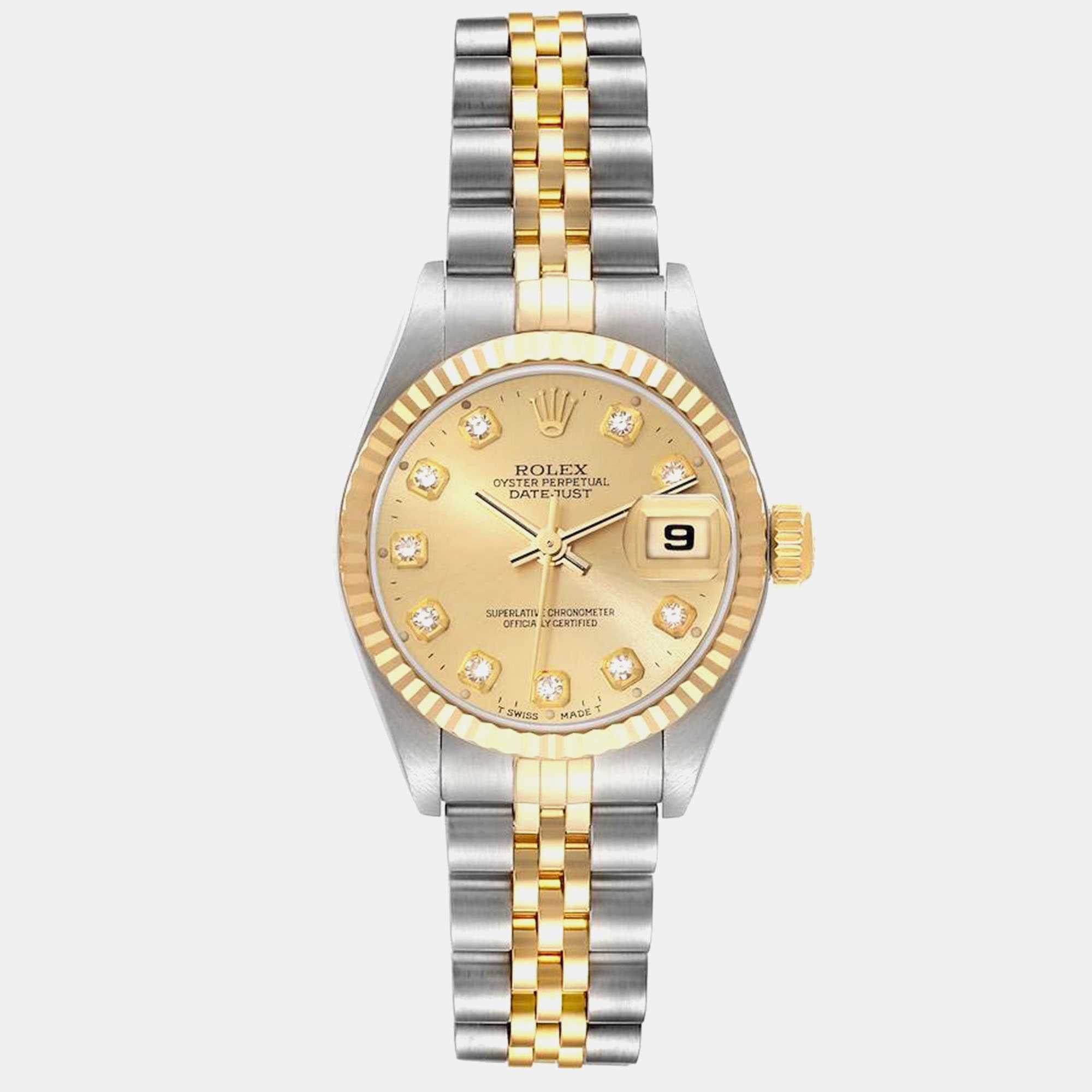 

Rolex Datejust Steel Yellow Gold Champagne Diamond Dial Ladies Watch 26.0 mm