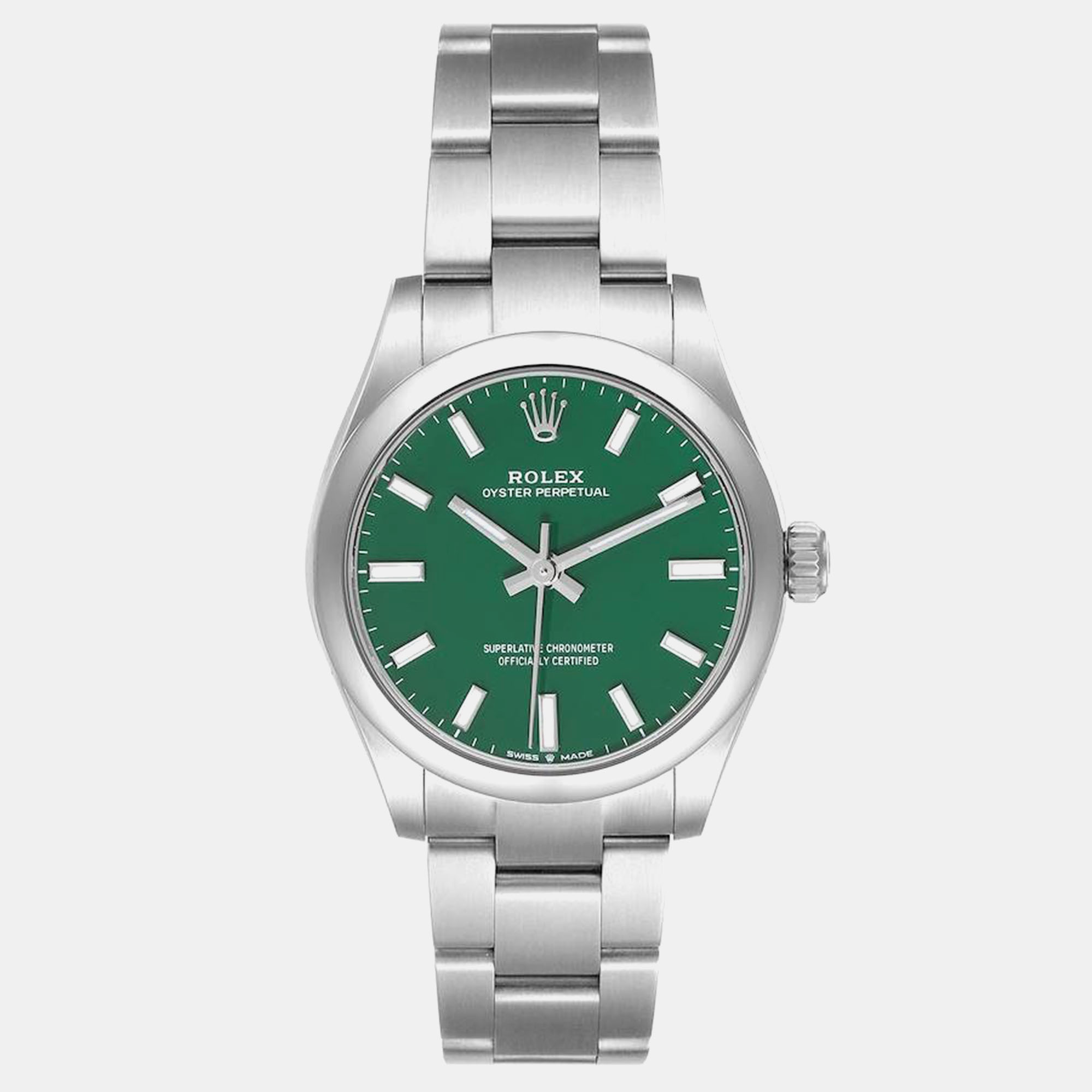 

Rolex Oyster Perpetual Midsize Green Dial Steel Ladies Watch 277200 31 mm