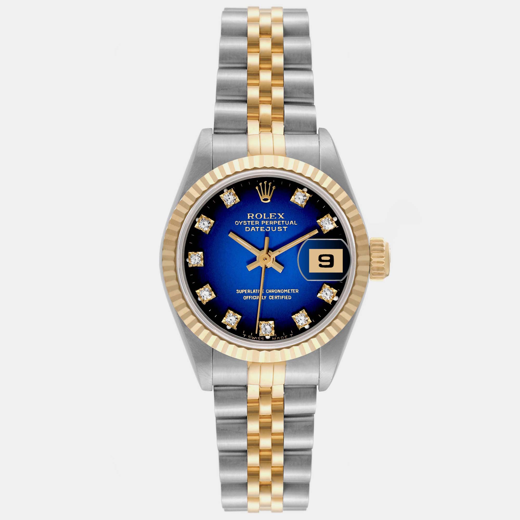 

Rolex Datejust Vignette Diamond Dial Steel Yellow Gold Ladies Watch 26 mm, Blue