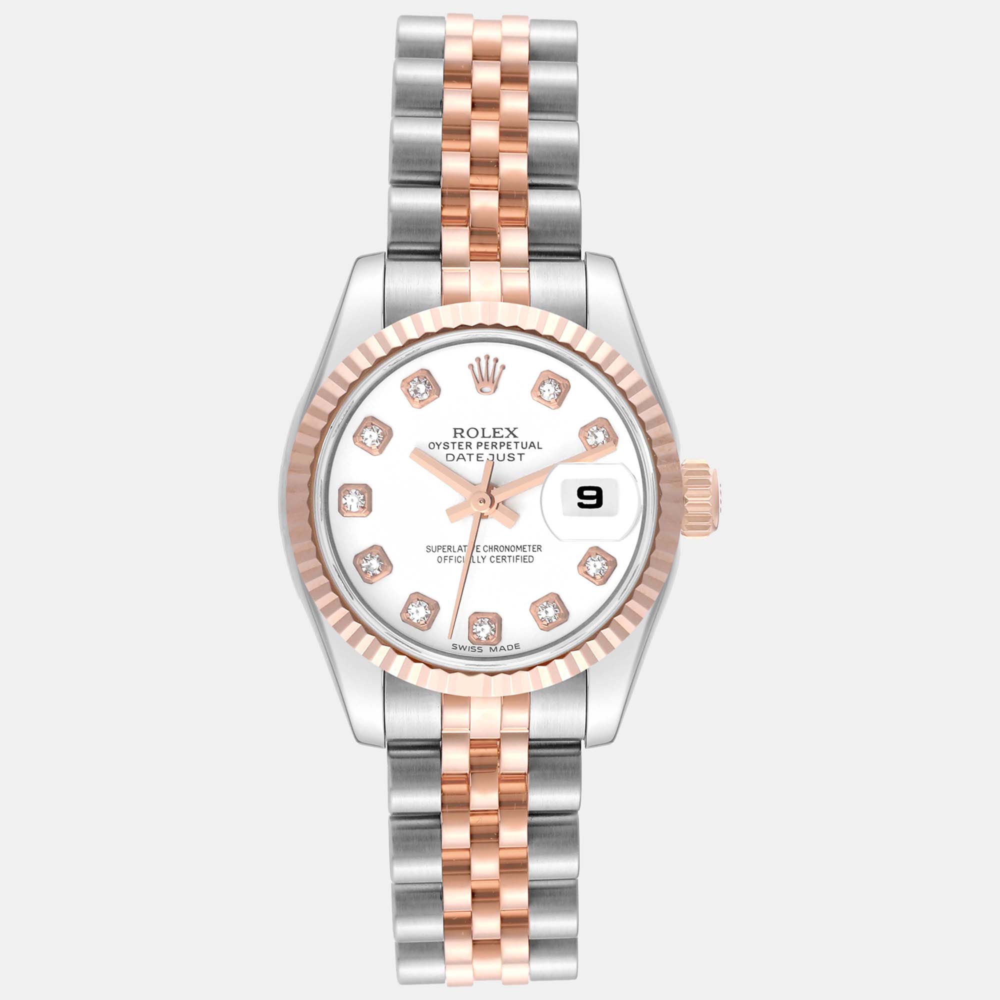 

Rolex Datejust Steel Rose Gold White Diamond Dial Ladies Watch 26.0 mm