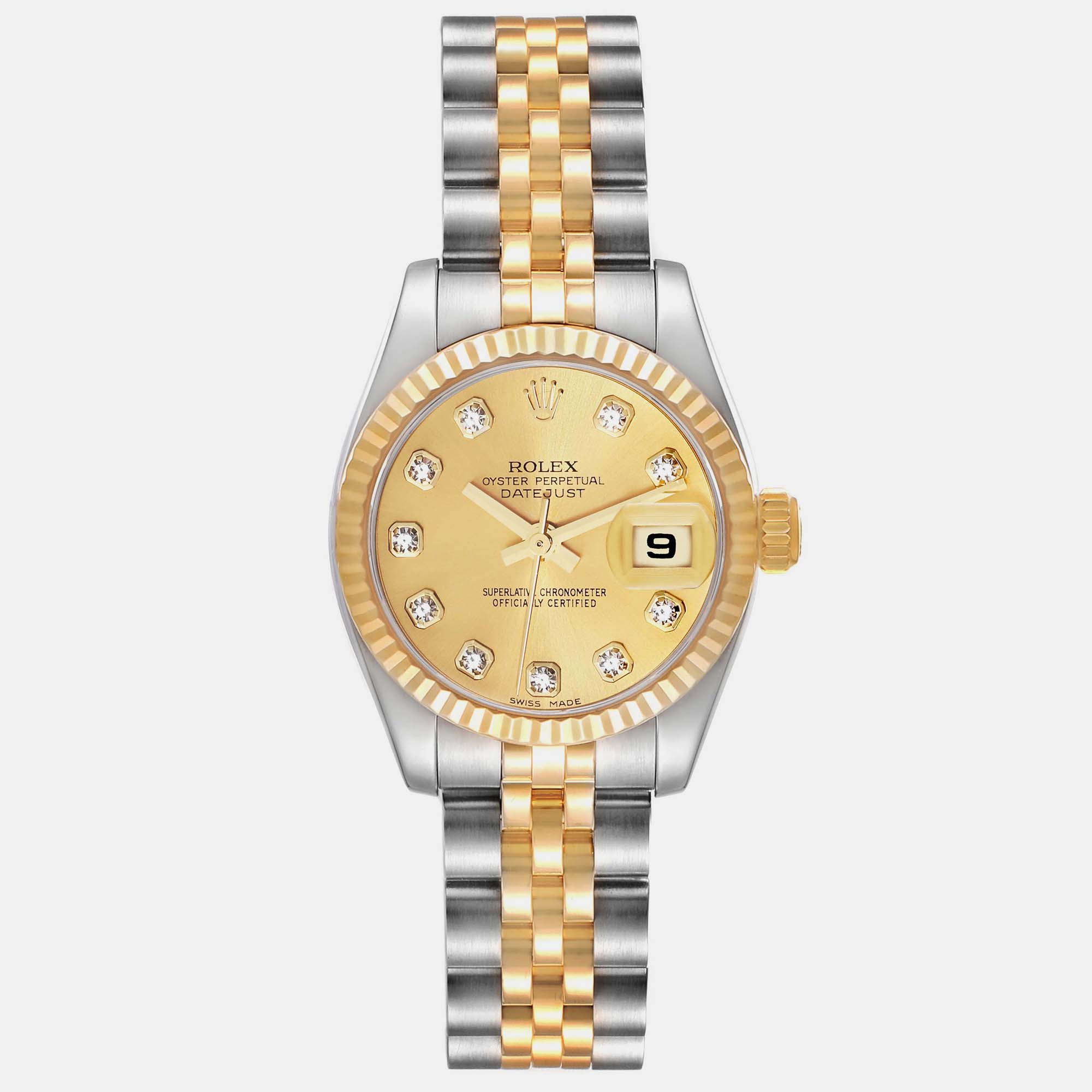 

Rolex Datejust Diamond Dial Steel Yellow Gold Ladies Watch 179173 26 mm