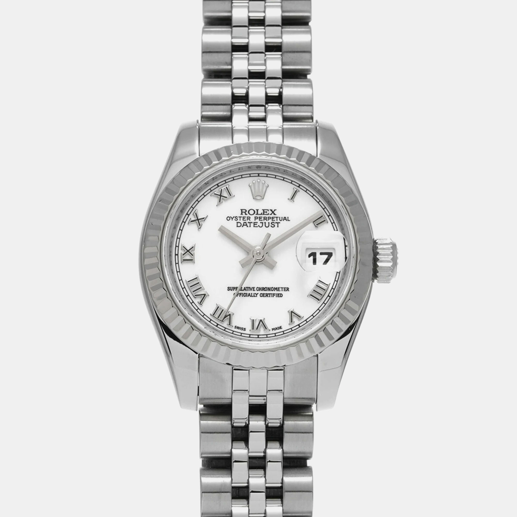 

Rolex White 18k White Gold Stainless Steel Datejust Automatic Women's Wristwatch 26 mm