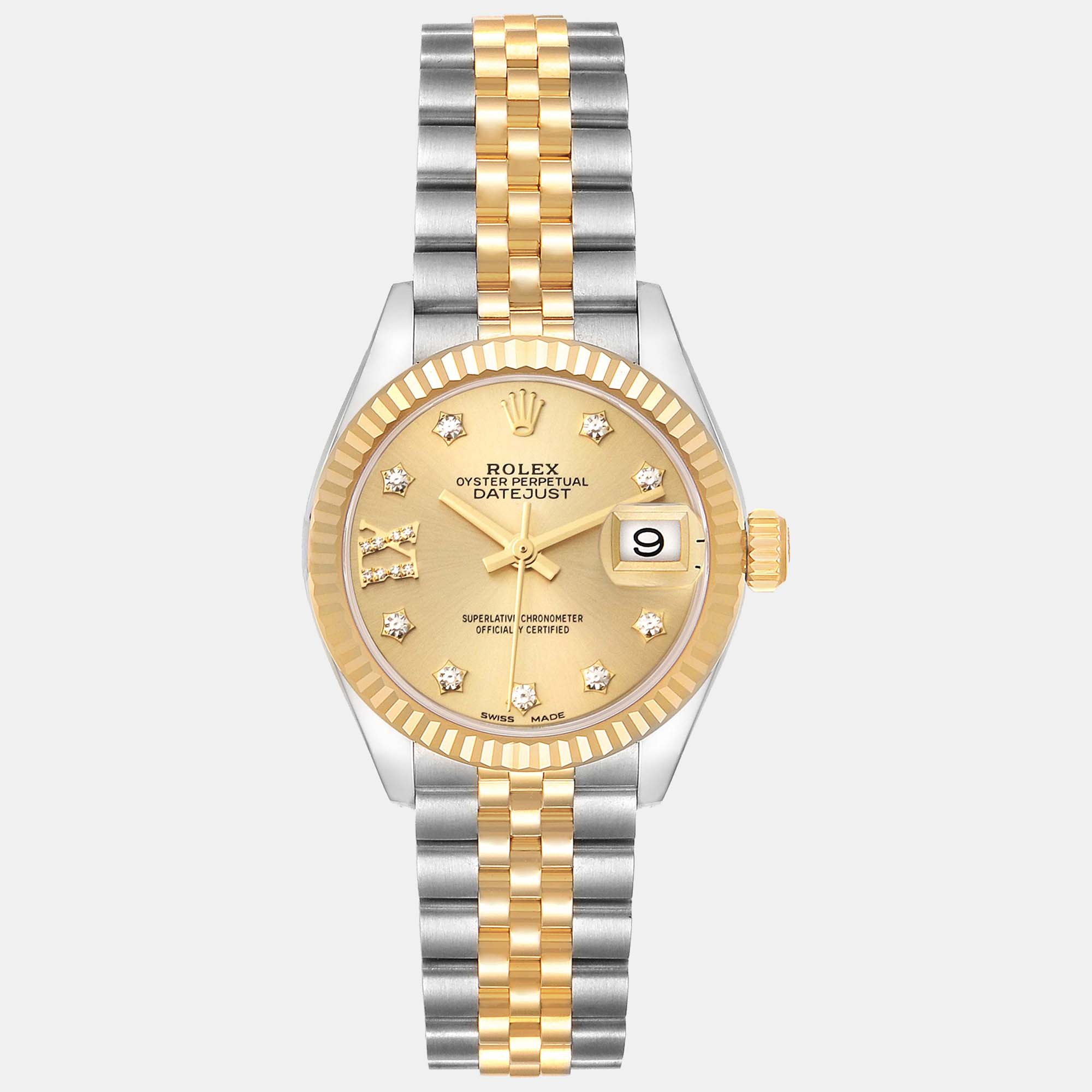 

Rolex Datejust 28 Steel Yellow Gold Diamond Dial Ladies Watch 279173