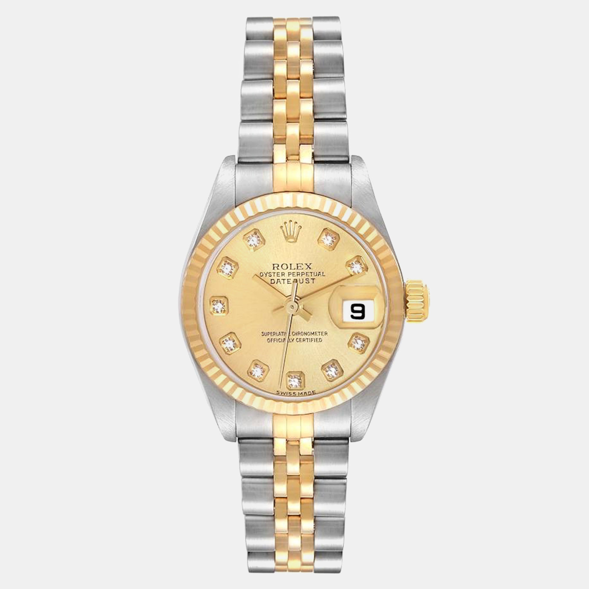 

Rolex Datejust Steel Yellow Gold Champagne Diamond Dial Ladies Watch 26.0 mm