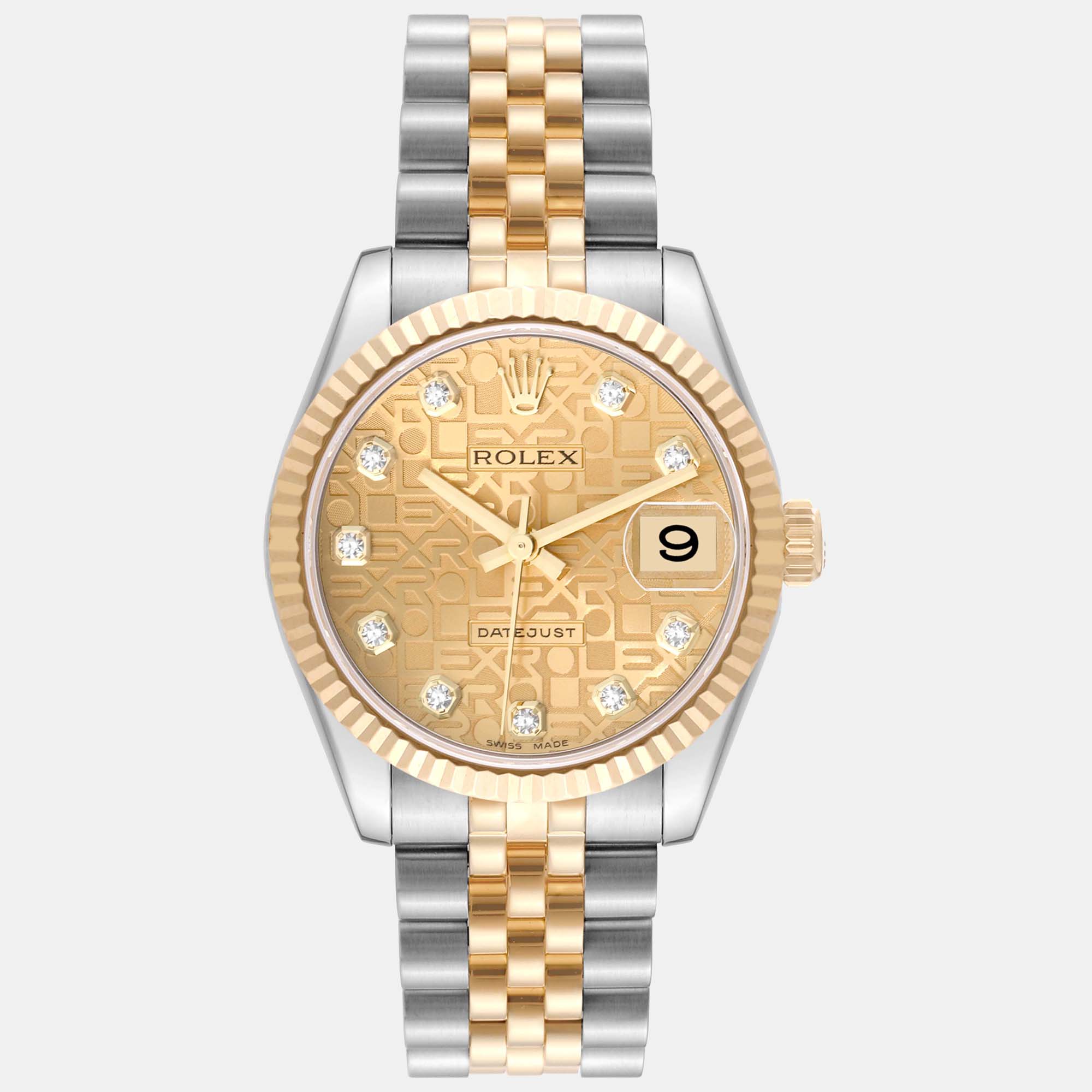 

Rolex Datejust Midsize Steel Yellow Gold Diamond Ladies Watch 31.0 mm