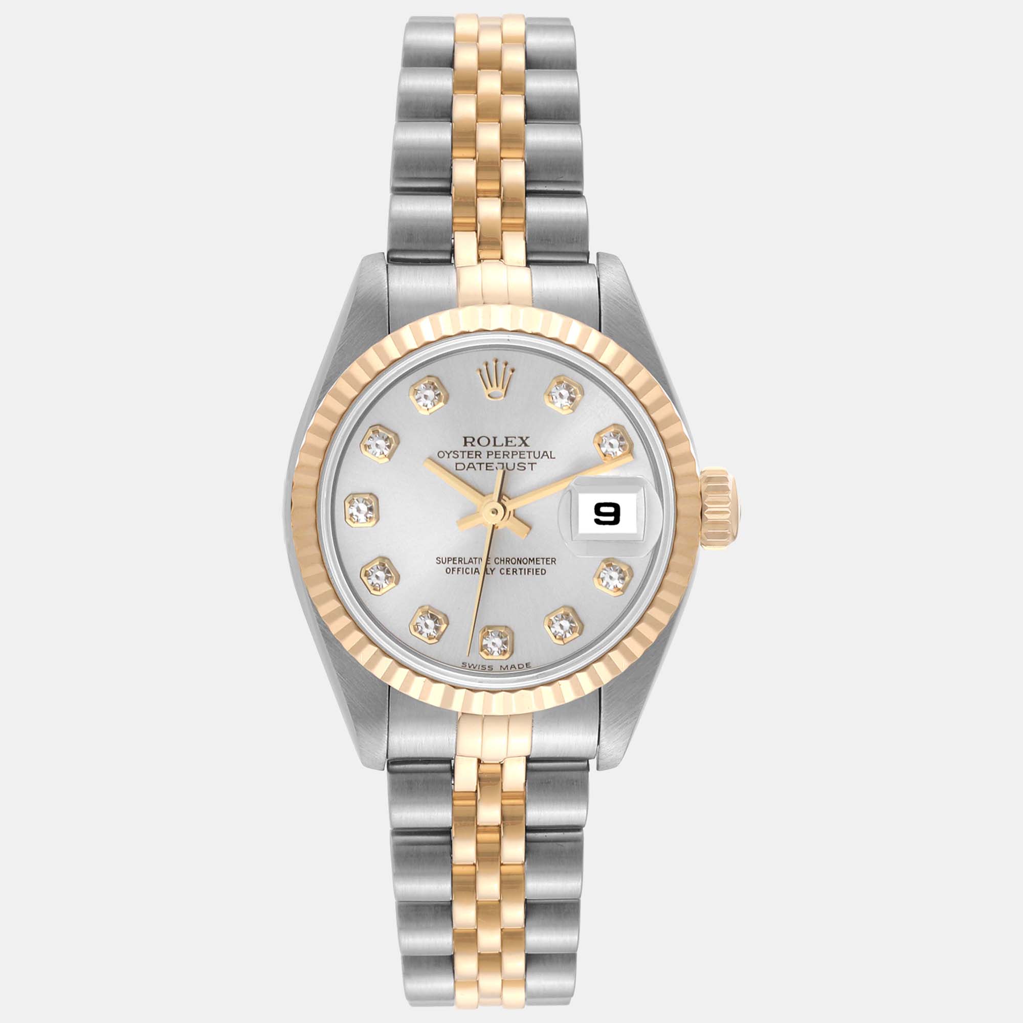 

Rolex Datejust Steel Yellow Gold Diamond Dial Ladies Watch 26.0 mm, Silver