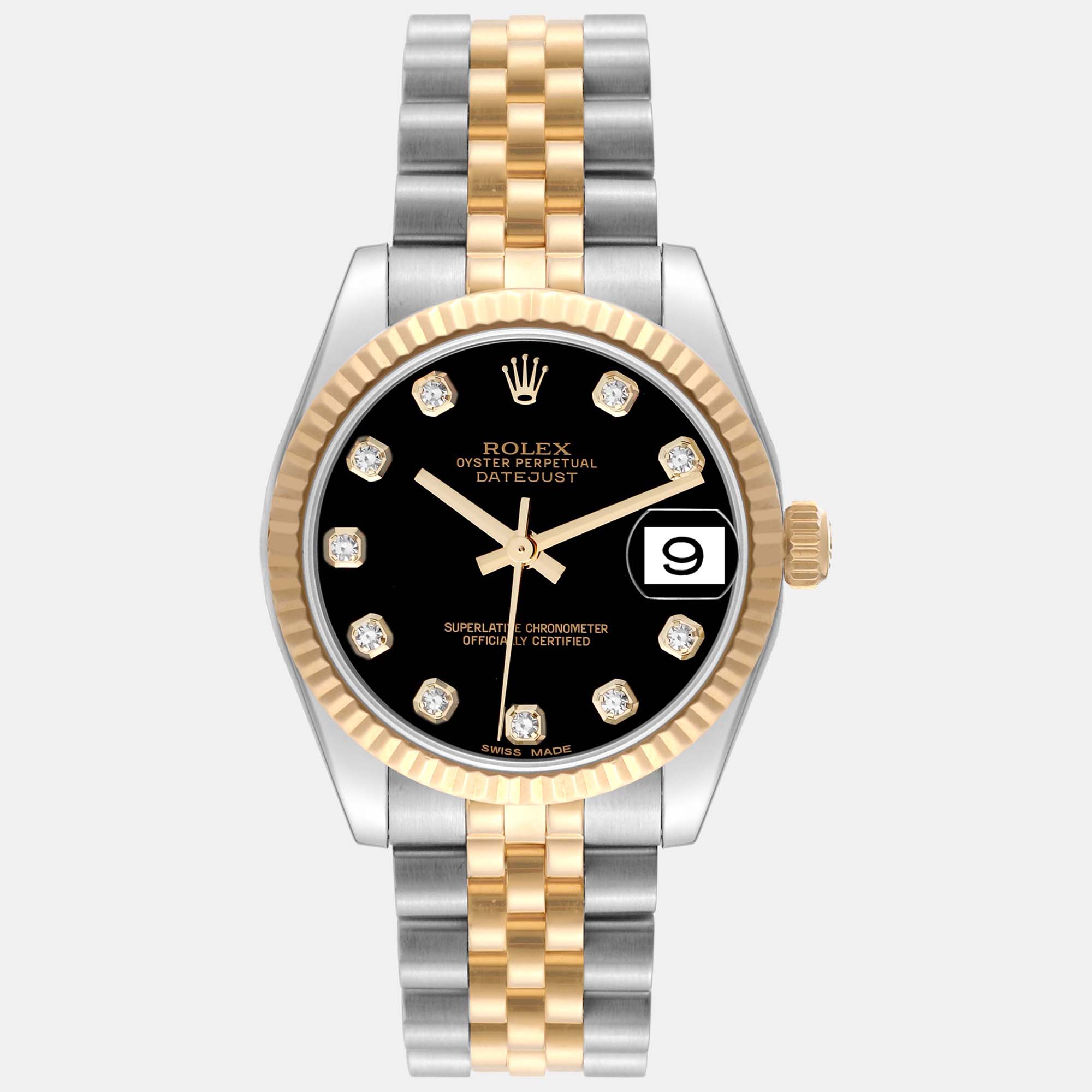 

Rolex Datejust Midsize Black Diamond Dial Ladies Watch 31.0 mm
