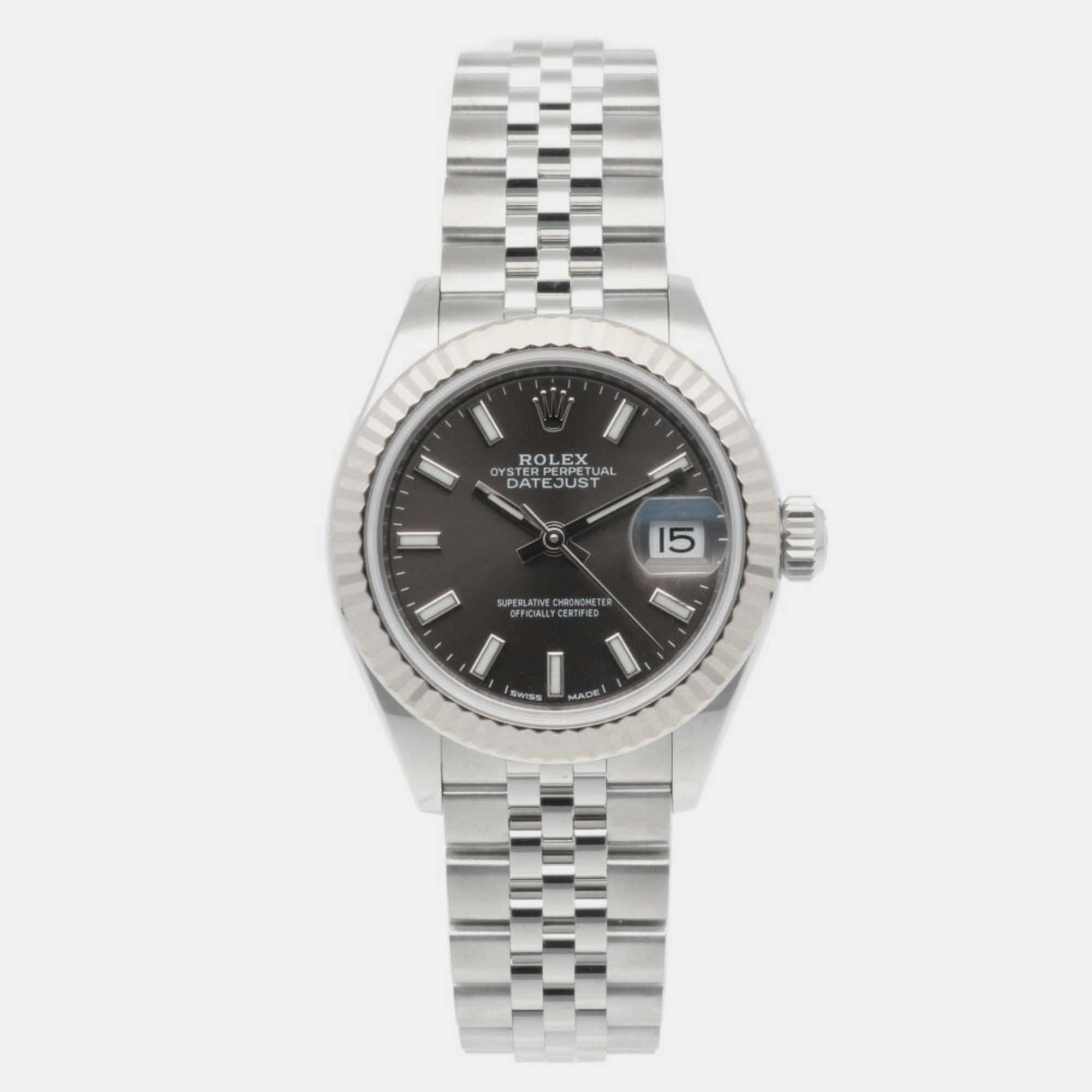 

Rolex Grey 18k White Gold Stainless Steel Datejust Automatic Women's Wristwatch 28 mm