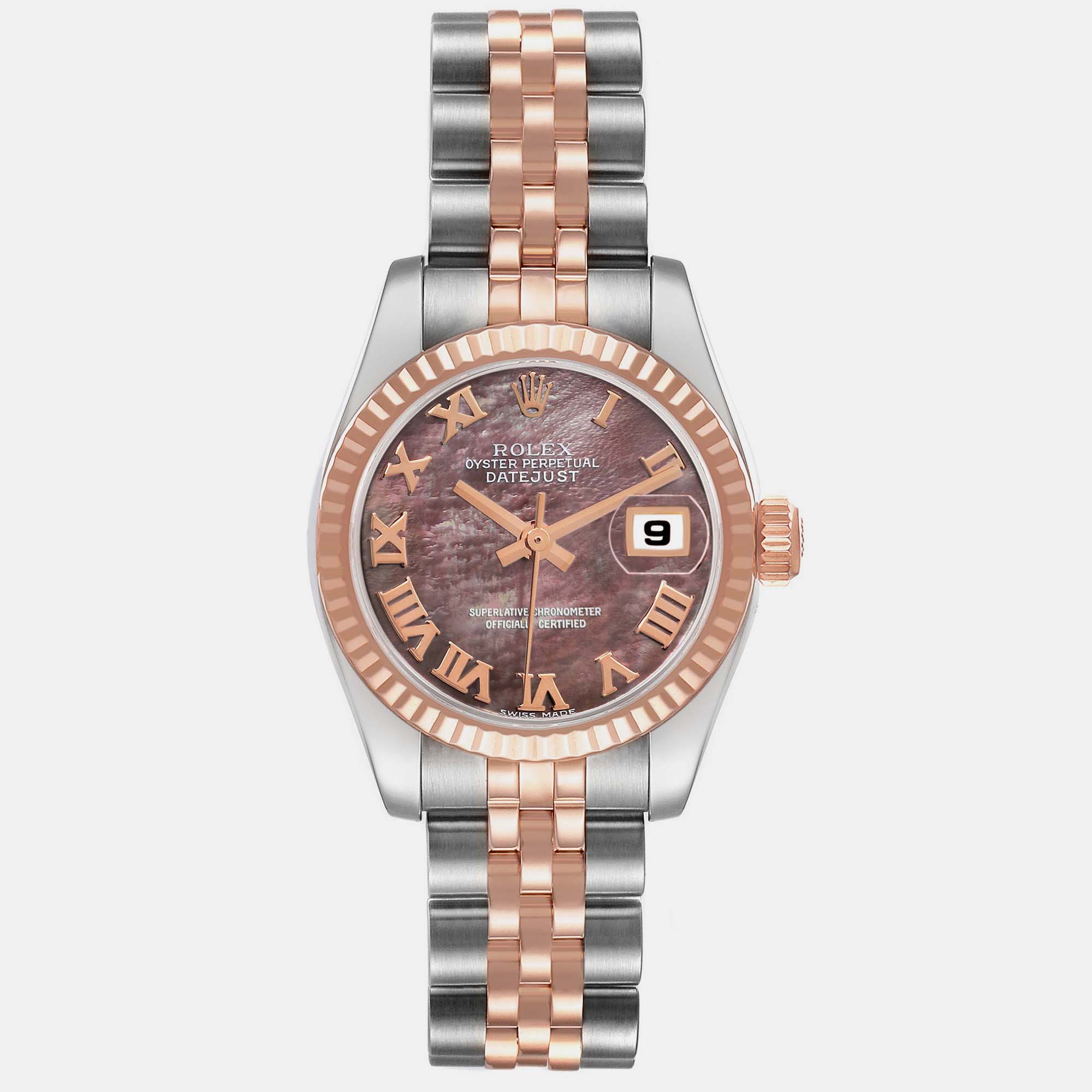 

Rolex Datejust Steel Rose Gold Tahitian Mother of Pearl Dial Ladies Watch 26.0 mm, Brown