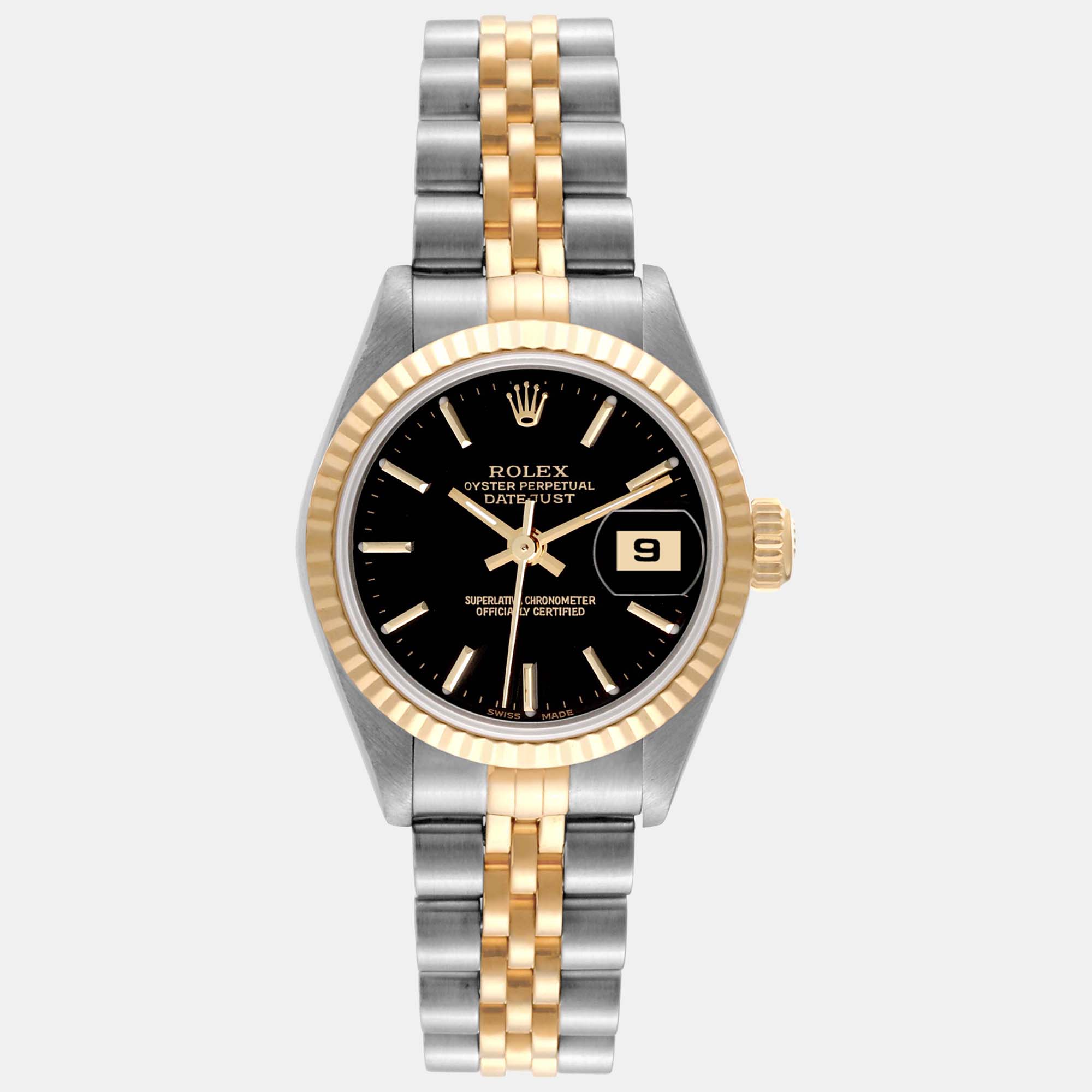 

Rolex Datejust Steel Yellow Gold Black Dial Ladies Watch 79173 26 mm