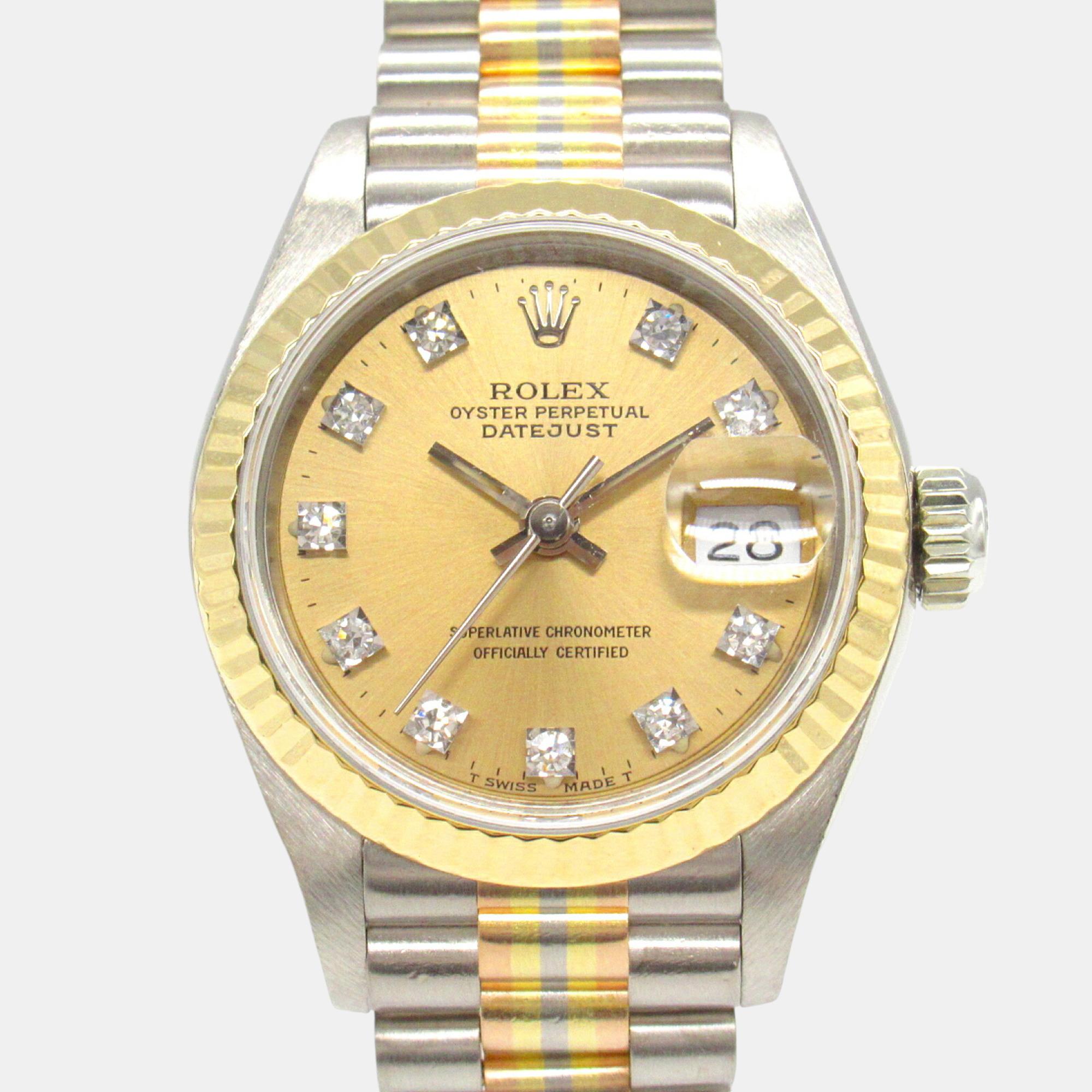 

Rolex 18K Yellow Gold White Pink Gold Stainless Steel Toridoll Copper Datejust 10P Diamond L Series Wristwatch