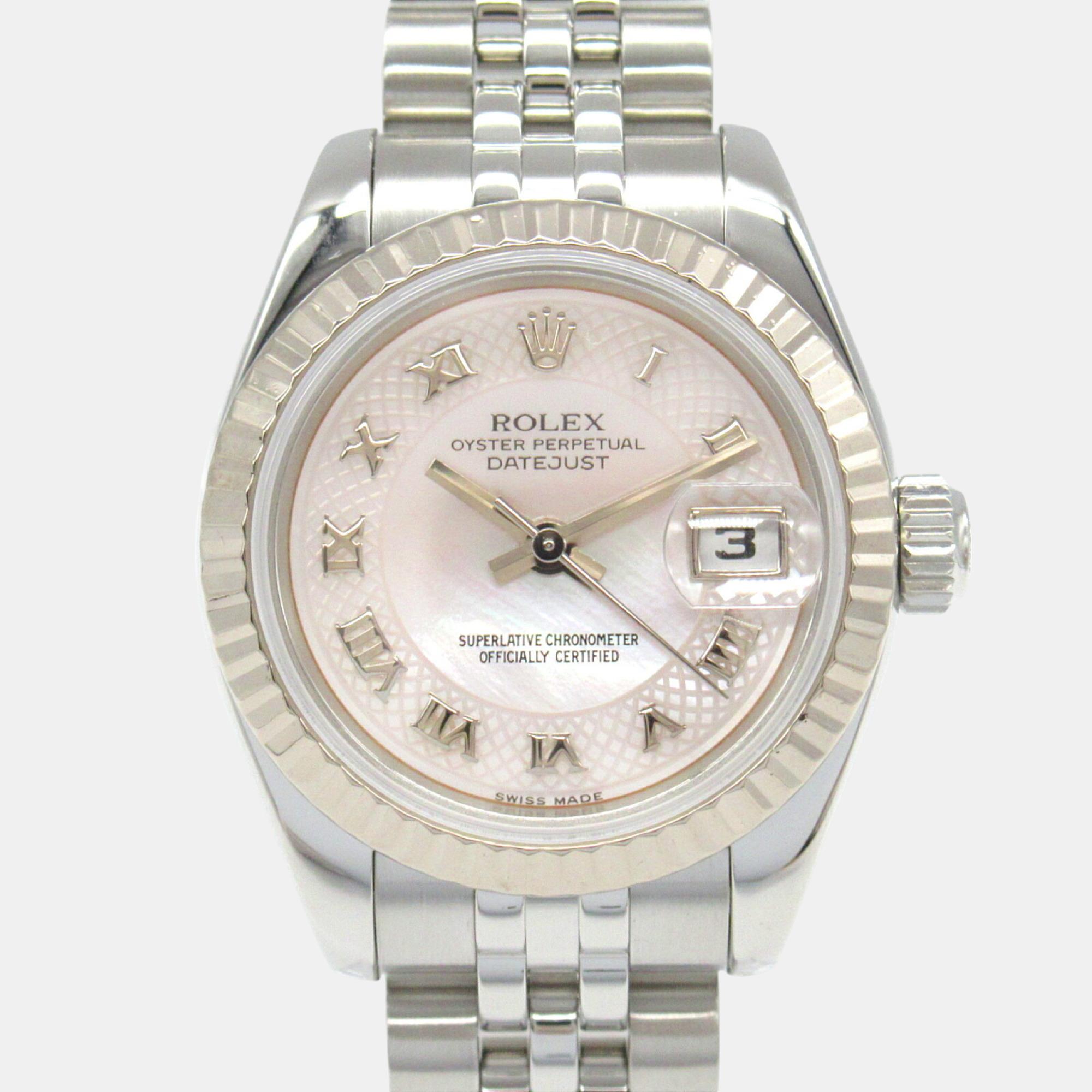 

Rolex Pink 18K White Gold Stainless Steel Datejust D Series Wristwatch
