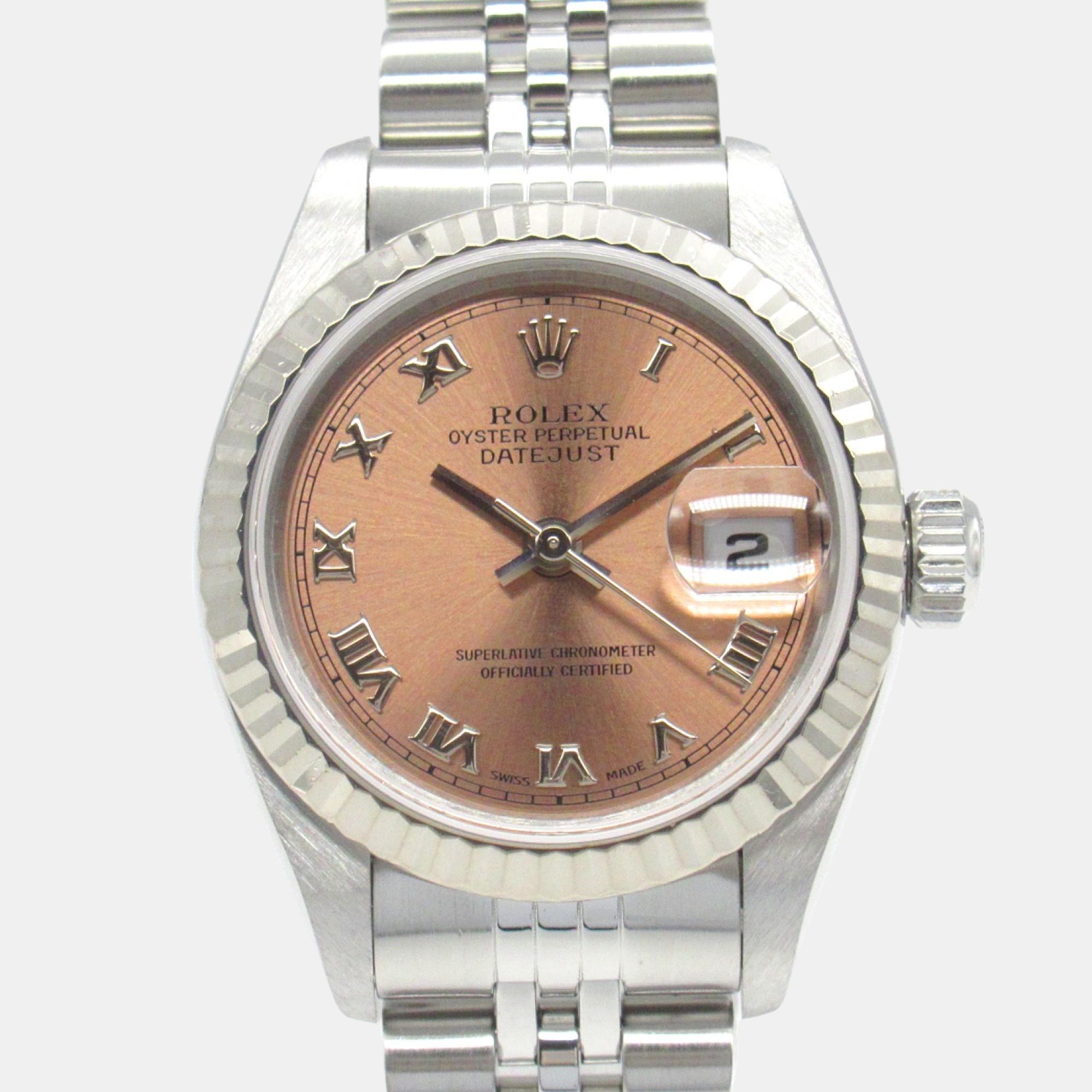 

Rolex Pink 18K White Gold Stainless Steel Datejust U-number Wristwatch