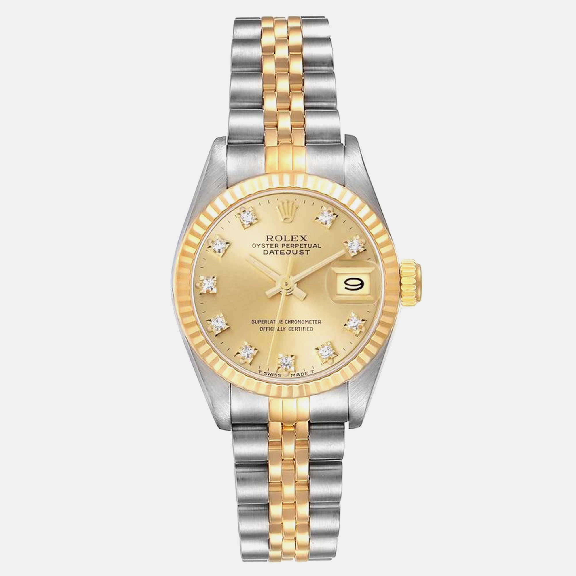 

Rolex Datejust Steel Yellow Gold Diamond Dial Ladies Watch 69173