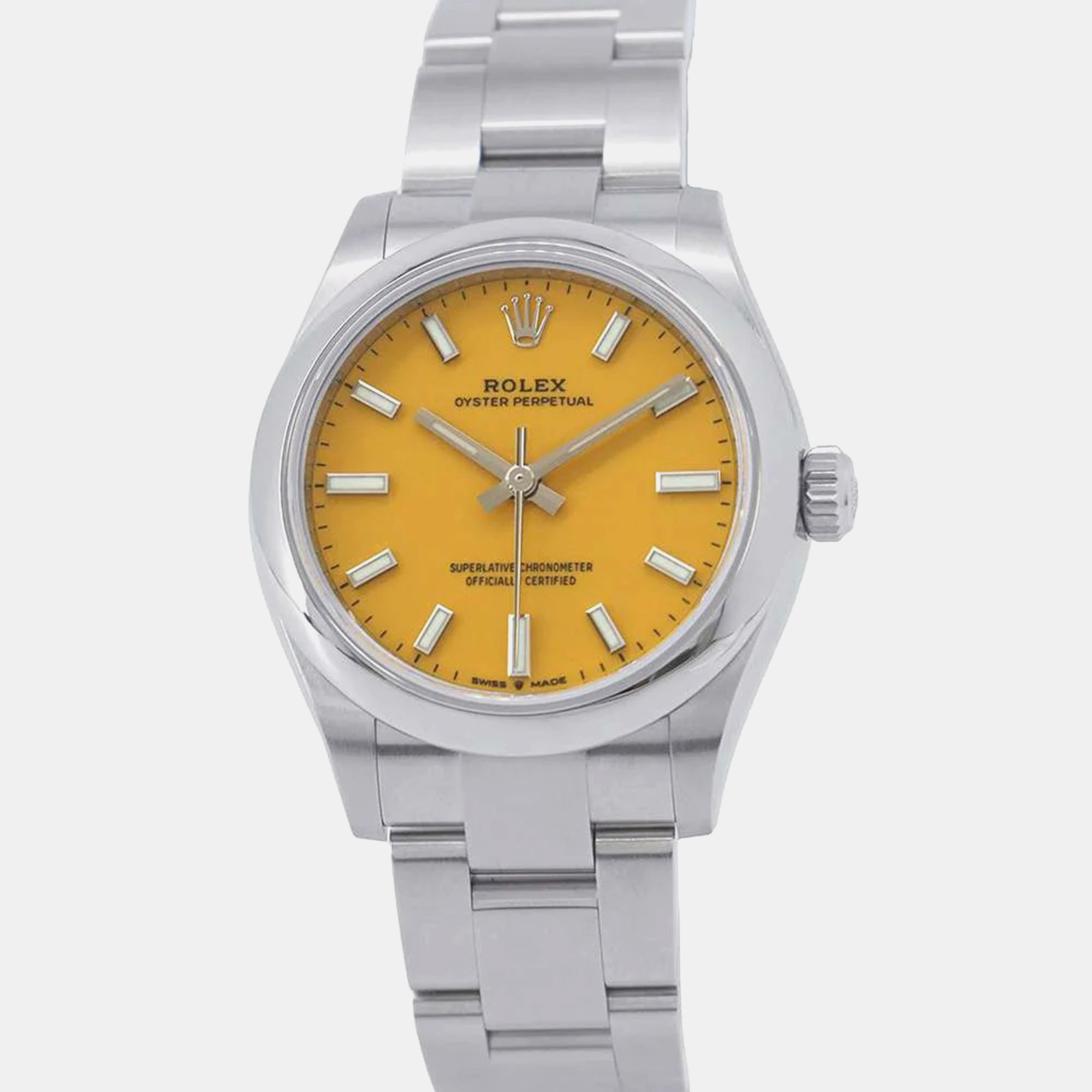 Pre-owned Rolex Yellow Stainless Steel Oyster Perpetual 277200 Automatic Women's Wristwatch 31 Mm