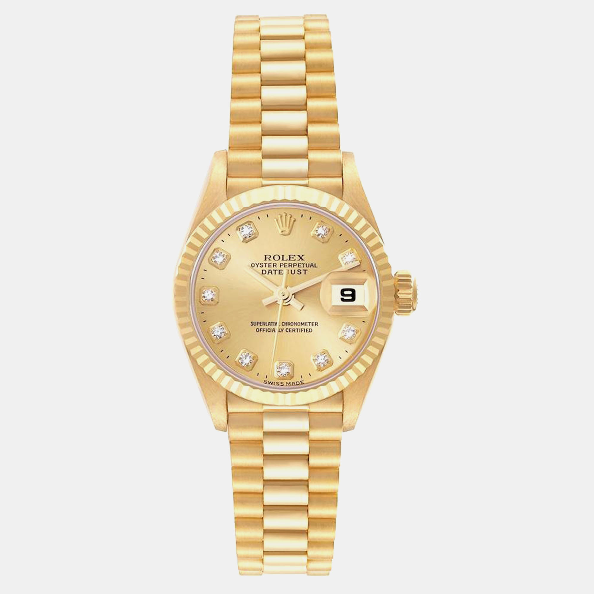 

Rolex President Datejust Yellow Gold Diamond Dial Ladies Watch 79178 26 mm