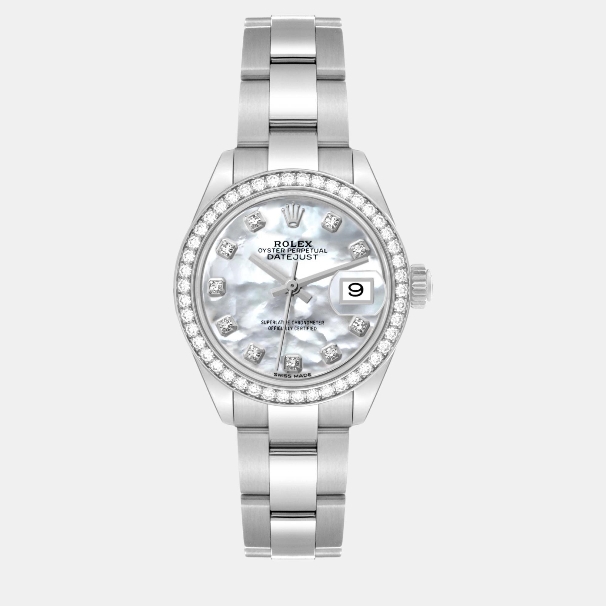 

Rolex Datejust Steel White Gold Mother of Pearl Dial Diamond Ladies Watch 28.0 mm