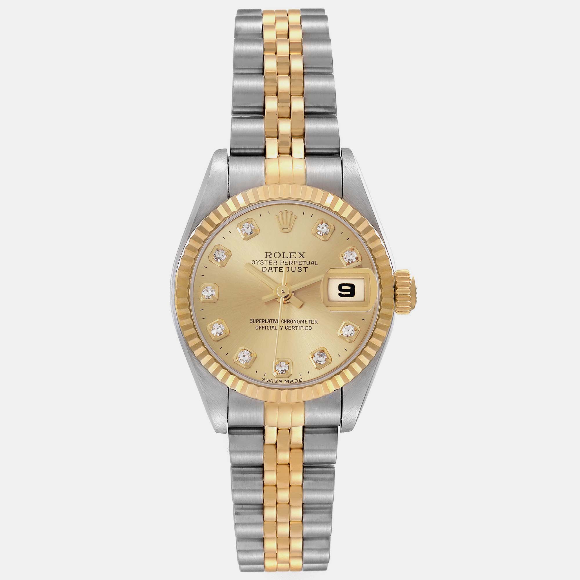 

Rolex Datejust Steel Yellow Gold Champagne Diamond Dial Ladies Watch 26.0 mm