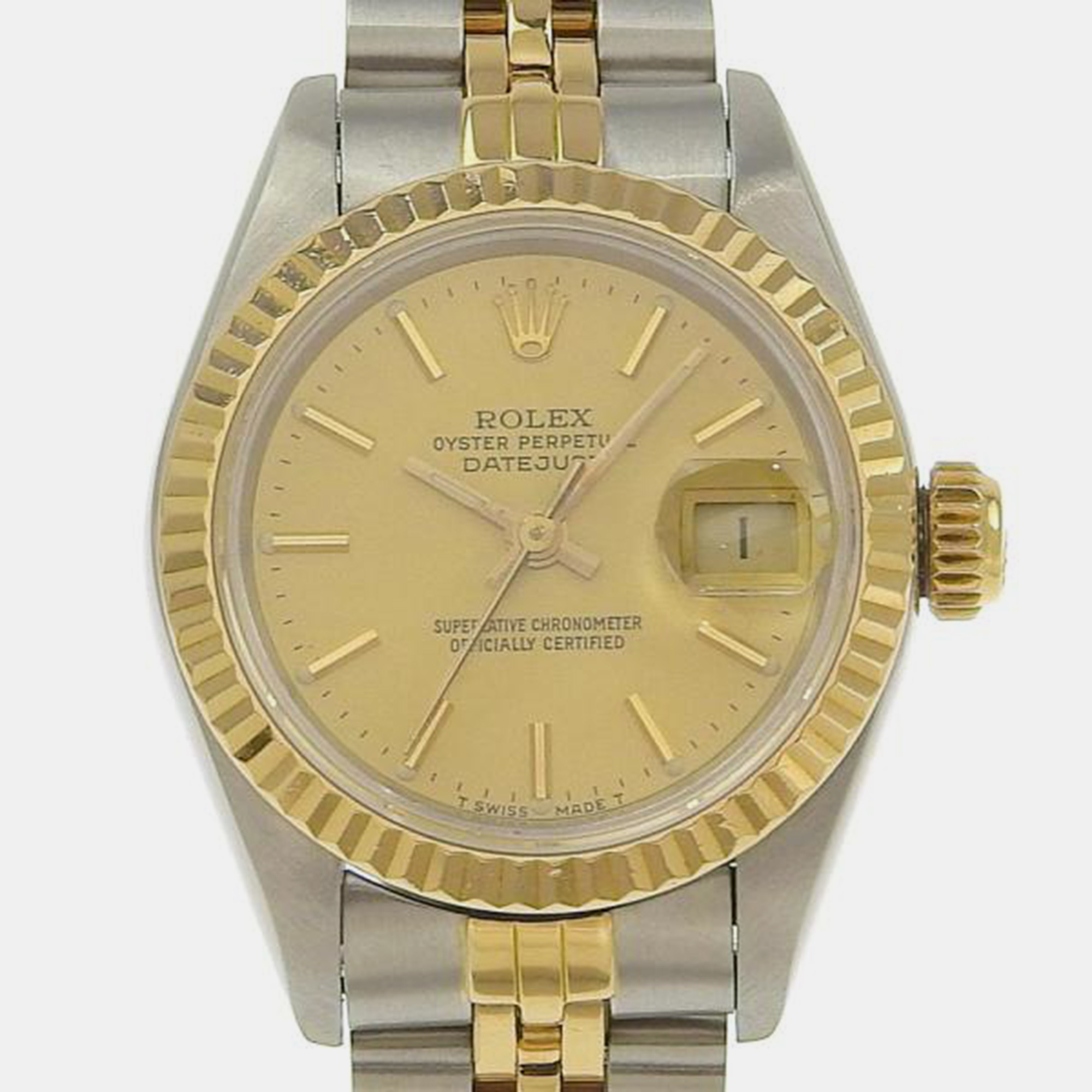 

Rolex Champagne 18k Yellow Gold Stainless Steel Datejust Automatic Women's Wristwatch 26 mm