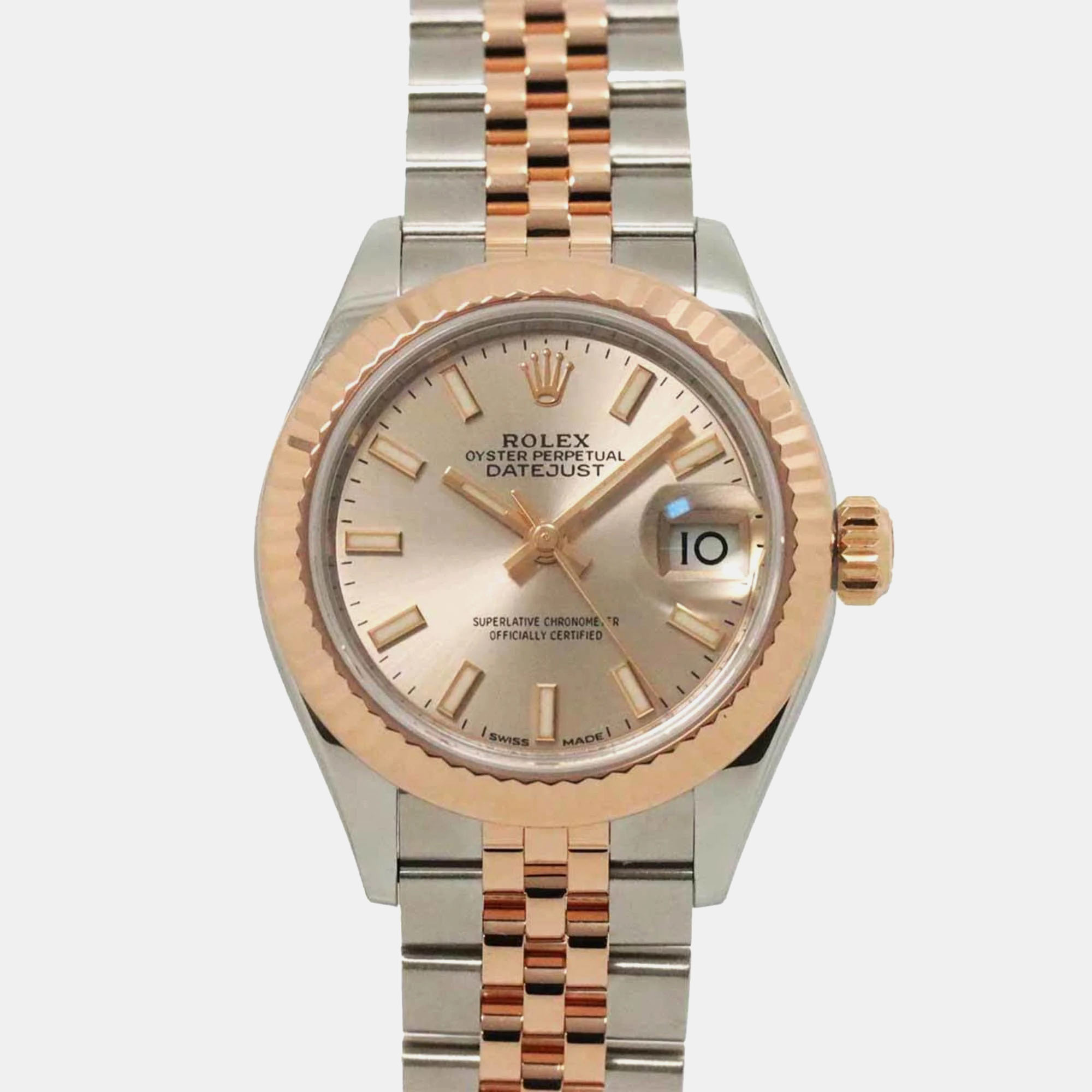 

Rolex Sundust 18k Rose Gold Stainless Steel Datejust 279171 Automatic Women's Wristwatch 28 mm, Pink