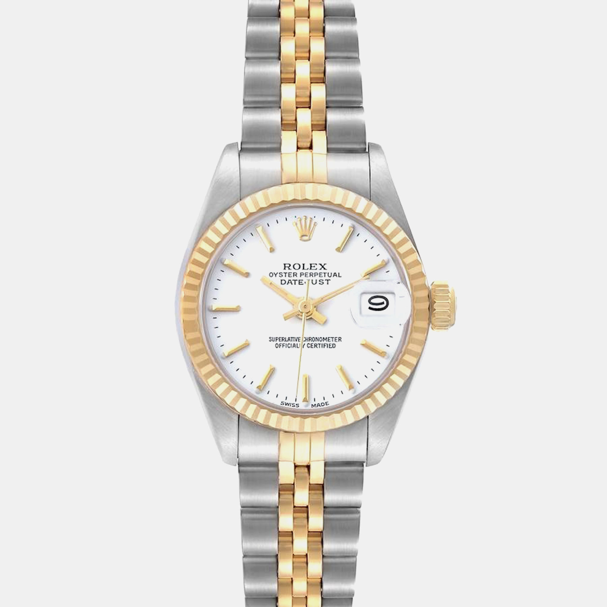

Rolex Datejust White Dial Steel Yellow Gold Ladies Watch 69173