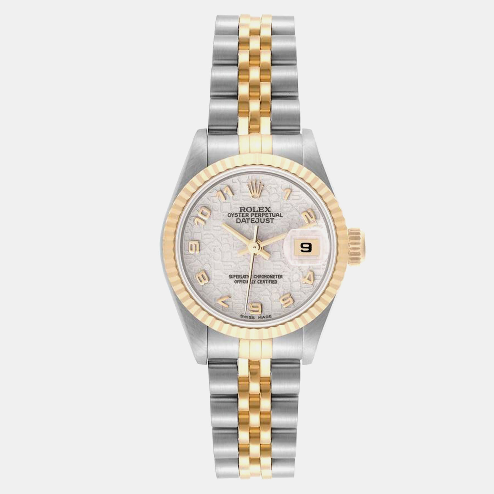 

Rolex Datejust Ivory Dial Steel Yellow Gold Ladies Watch 69173, Silver