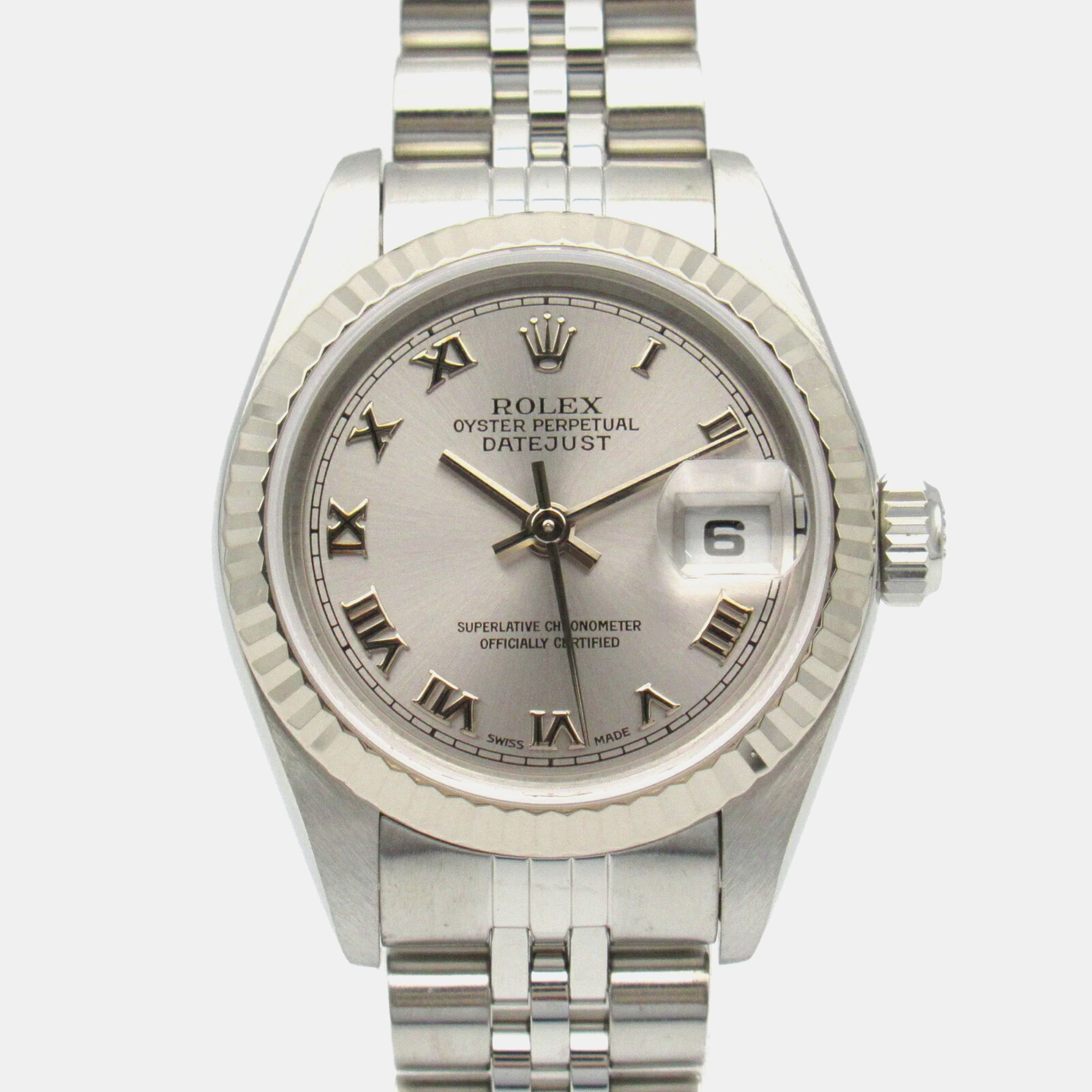 

Rolex 18K White Gold Stainless Steel Datejust Women's Wristwatch 26 mm, Silver