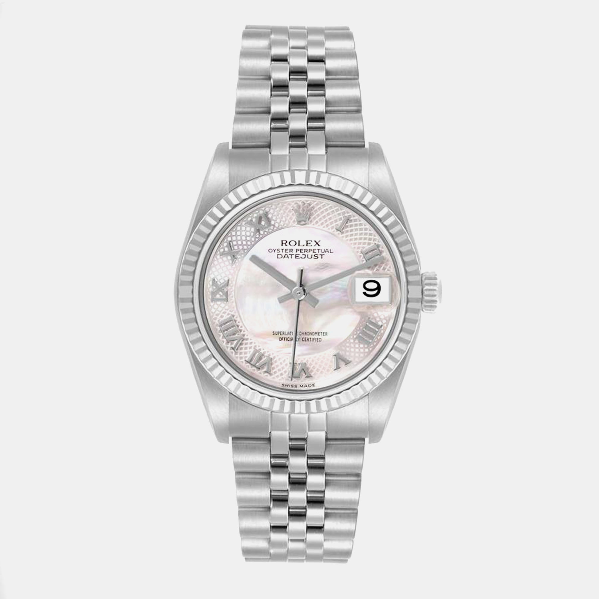 

Rolex Datejust Midsize Steel White Gold Mother of Pearl Ladies Watch 31 mm