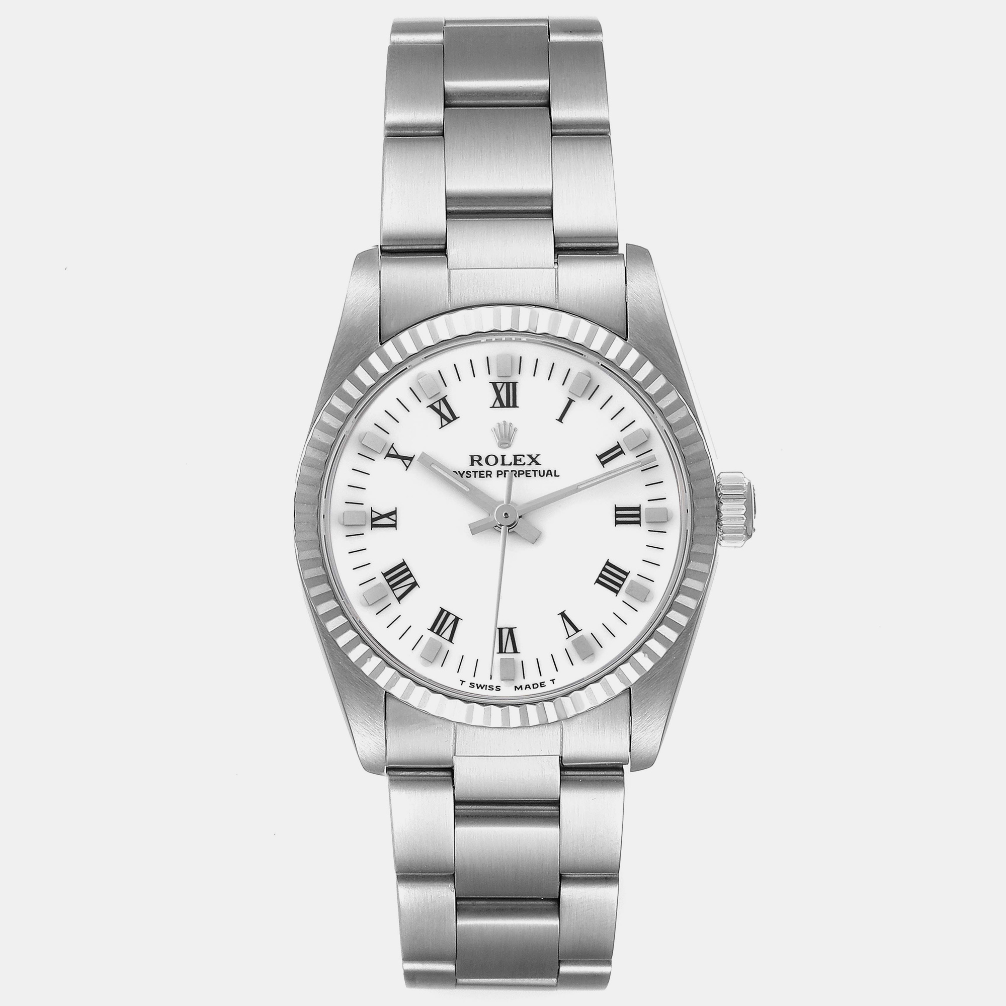 

Rolex Oyster Perpetual Midsize Steel White Gold Ladies Watch 67514 31 mm