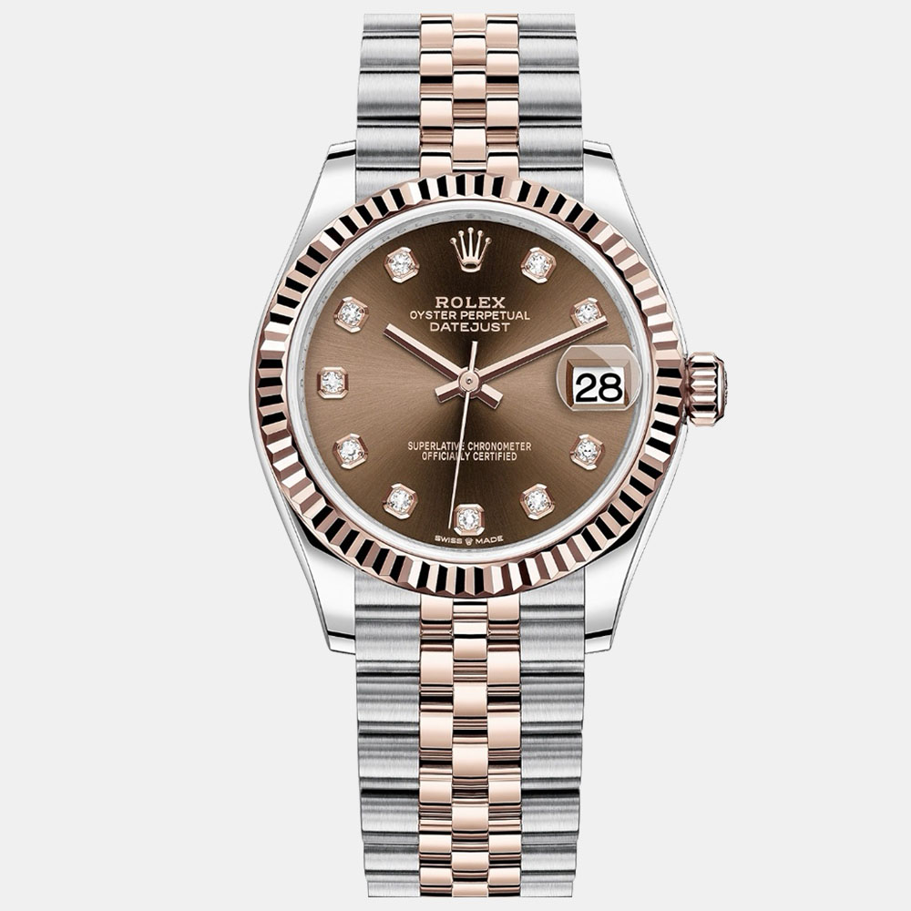 

Rolex Chocolate Dial Diamond Markers Datejust Automatic Women's Wristwatch 31 mm, Brown