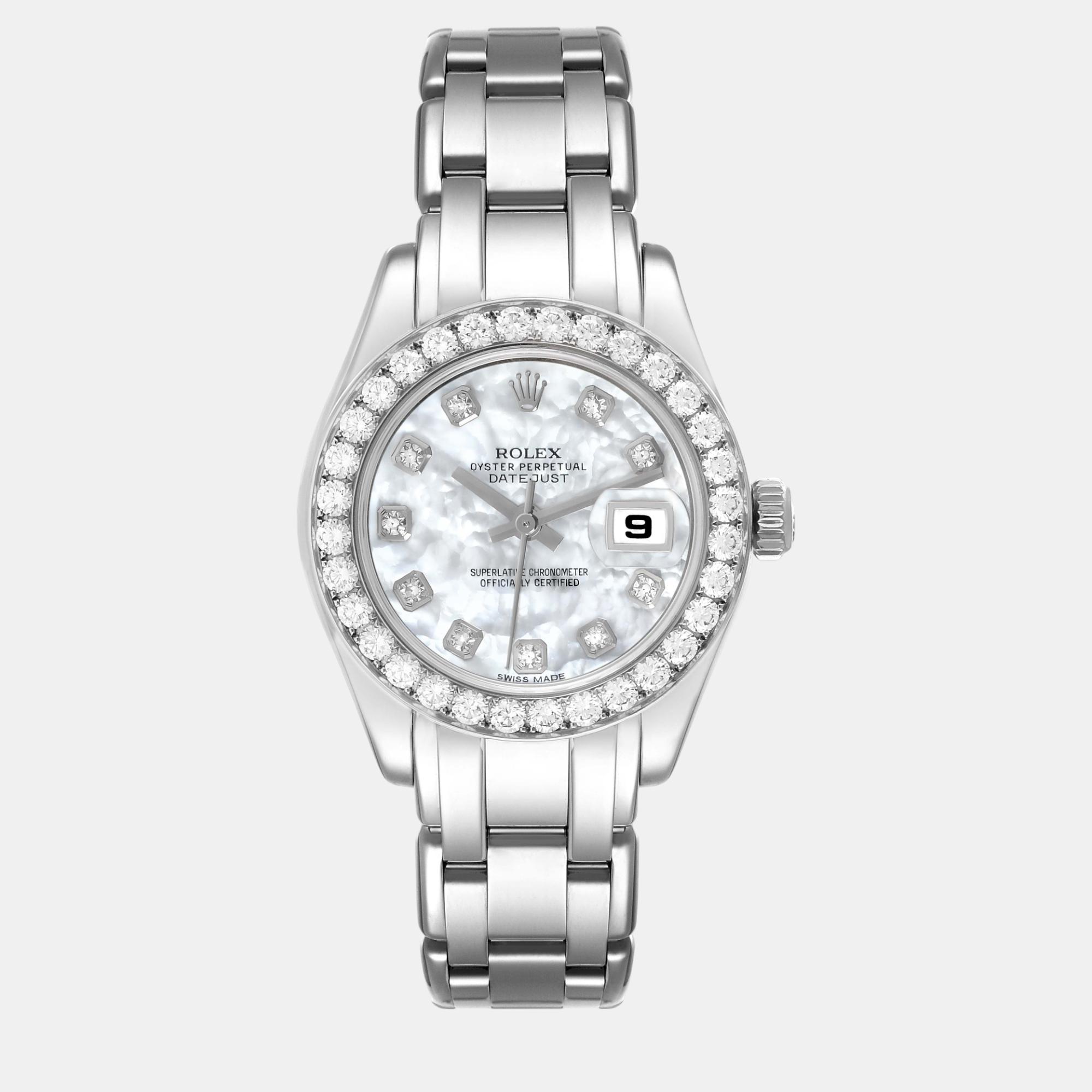 

Rolex Pearlmaster Masterpiece White Gold Mother of Pearl Diamond Ladies Watch 29.0 mm