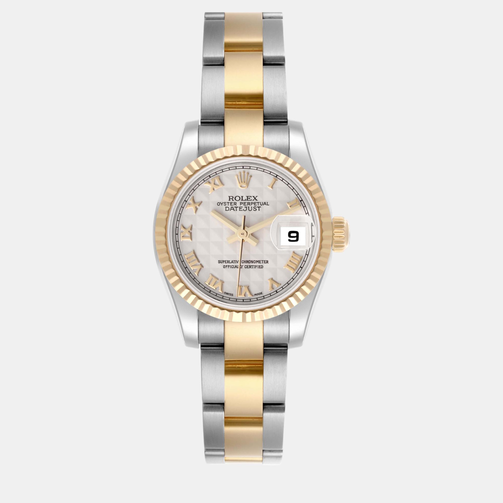 

Rolex Datejust Steel Yellow Gold Pyramid Dial Ladies Watch 26.0 mm, White