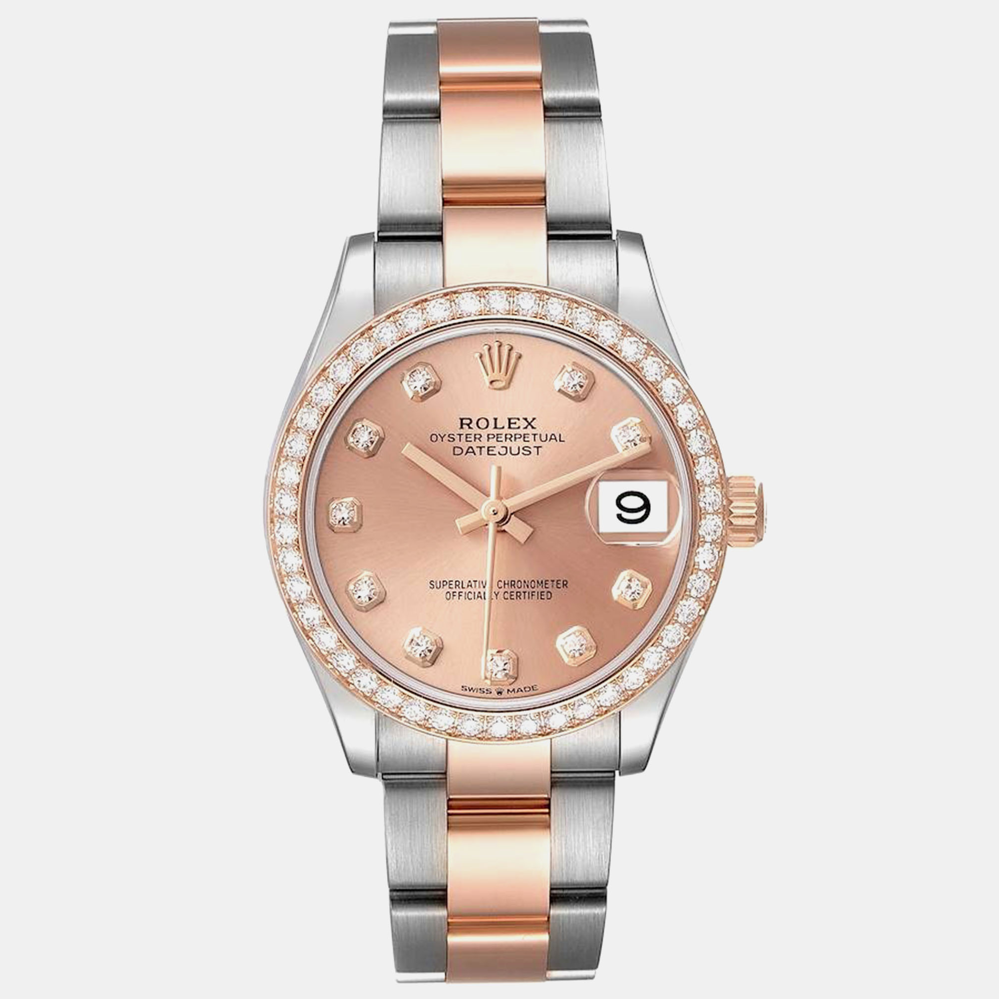 

Rolex Datejust 31 Midsize Steel Rose Gold Diamond Watch 278381, Pink