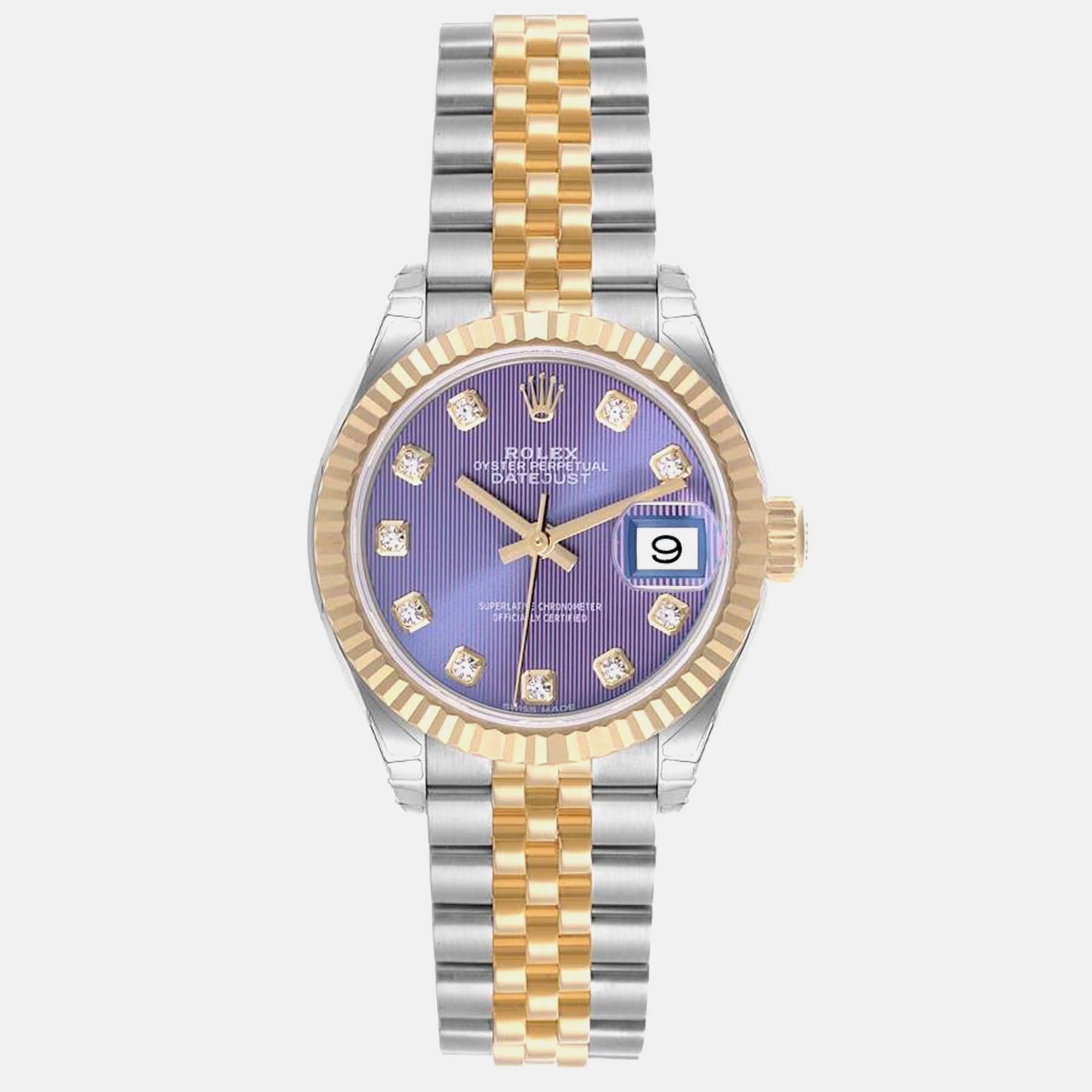 

Rolex Datejust Steel Yellow Gold Lilac Diamond Ladies Watch 28.0 mm, Purple