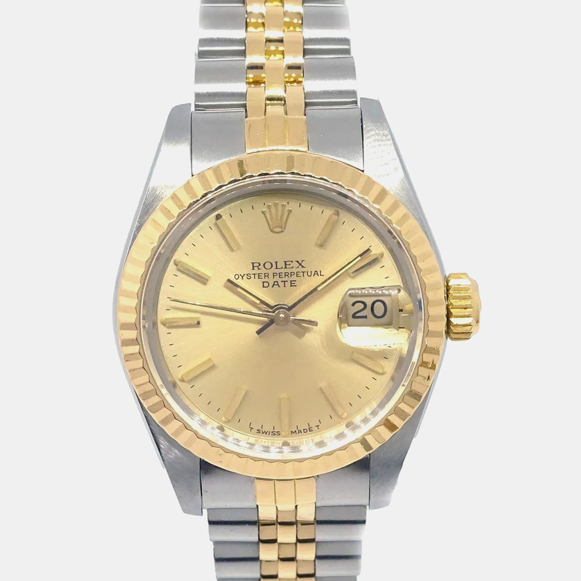 Pre-owned Rolex 18k Yg Oyster Perpetual Date Watch 26 Mm In Gold