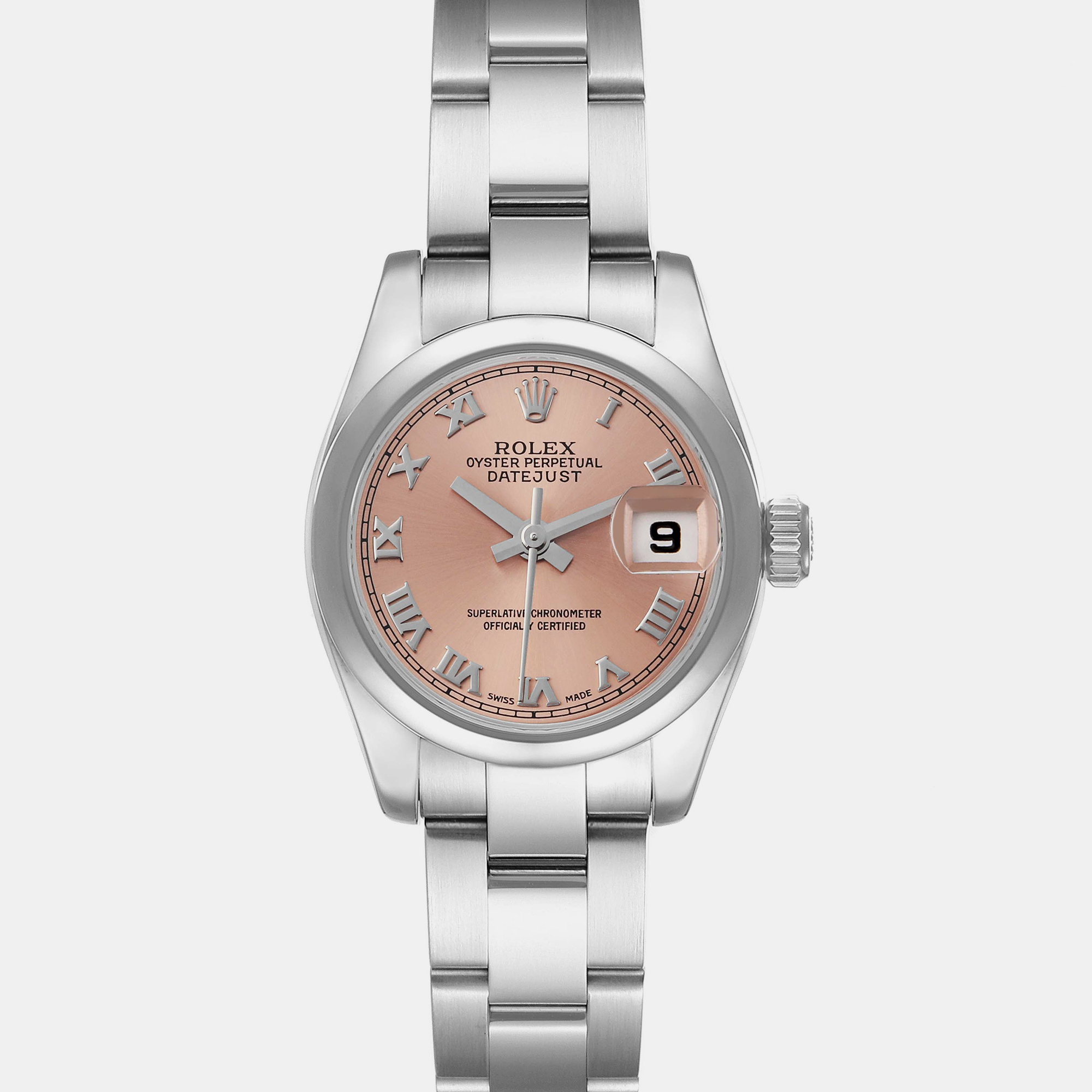 

Rolex Datejust Salmon Roman Dial Steel Ladies Watch 179160, Pink