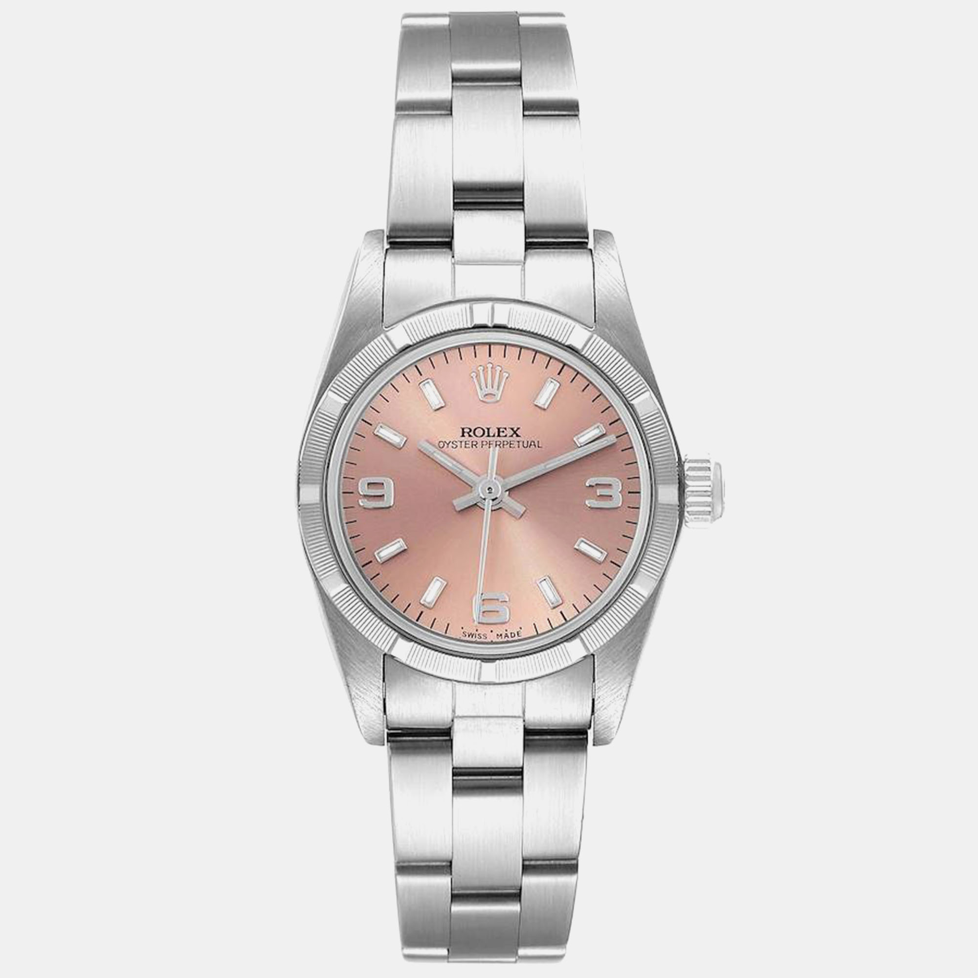 

Rolex Oyster Perpetual Salmon Dial Steel Ladies Watch 76030, Pink