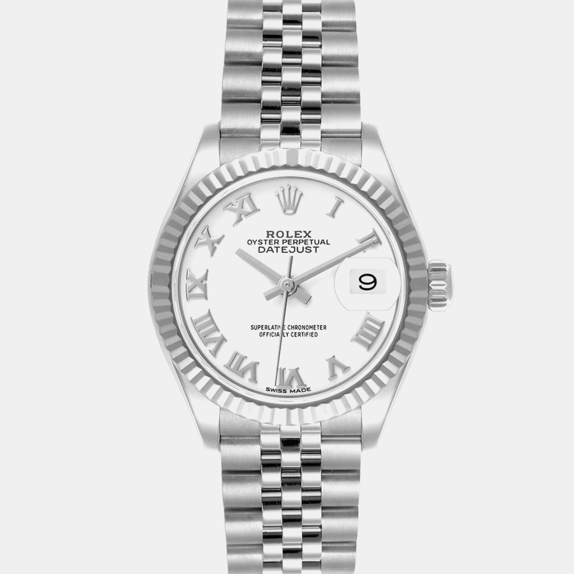 

Rolex Datejust 28 Steel White Gold Roman Dial Ladies Watch 279174