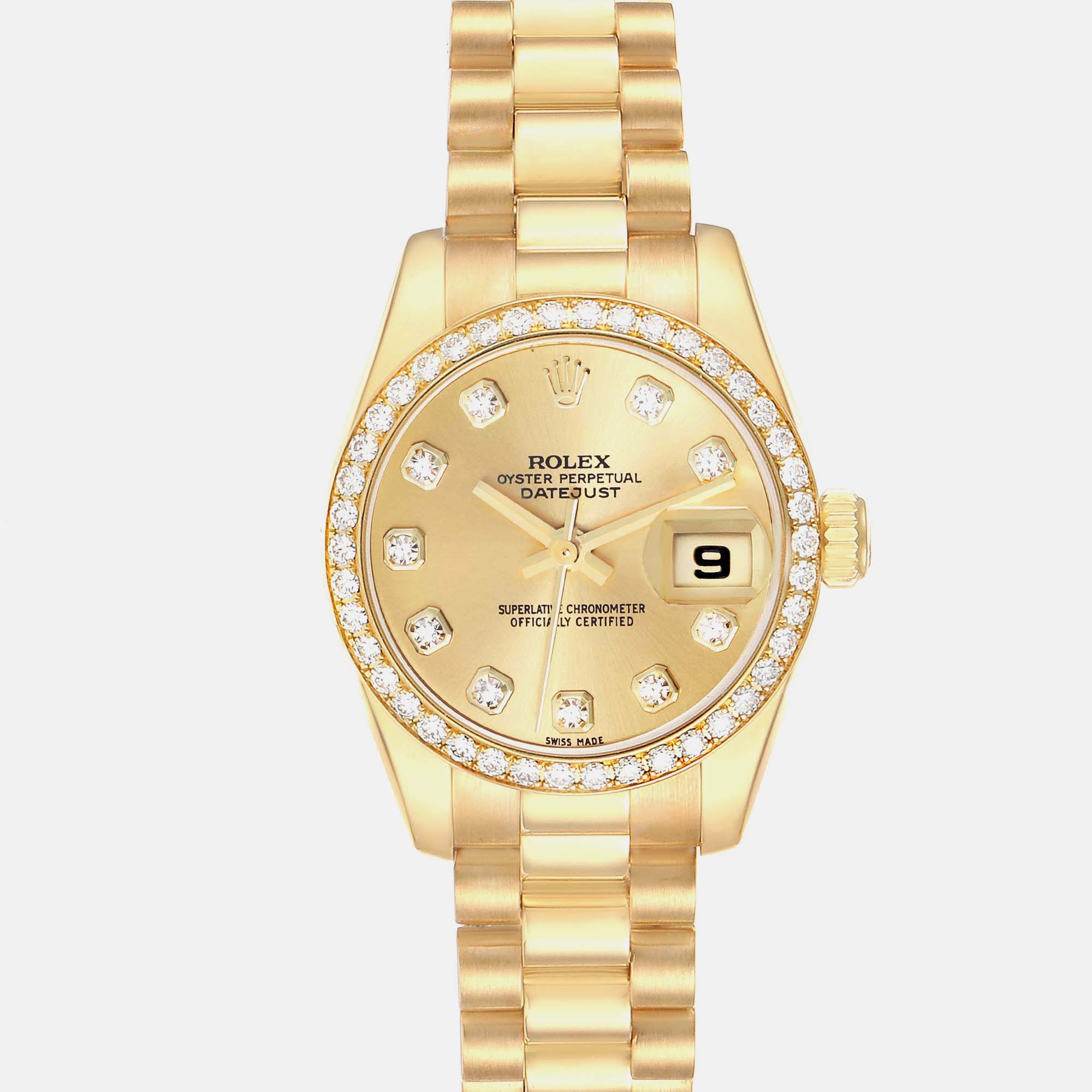 

Rolex Datejust President Yellow Gold Diamond Ladies Watch 179138