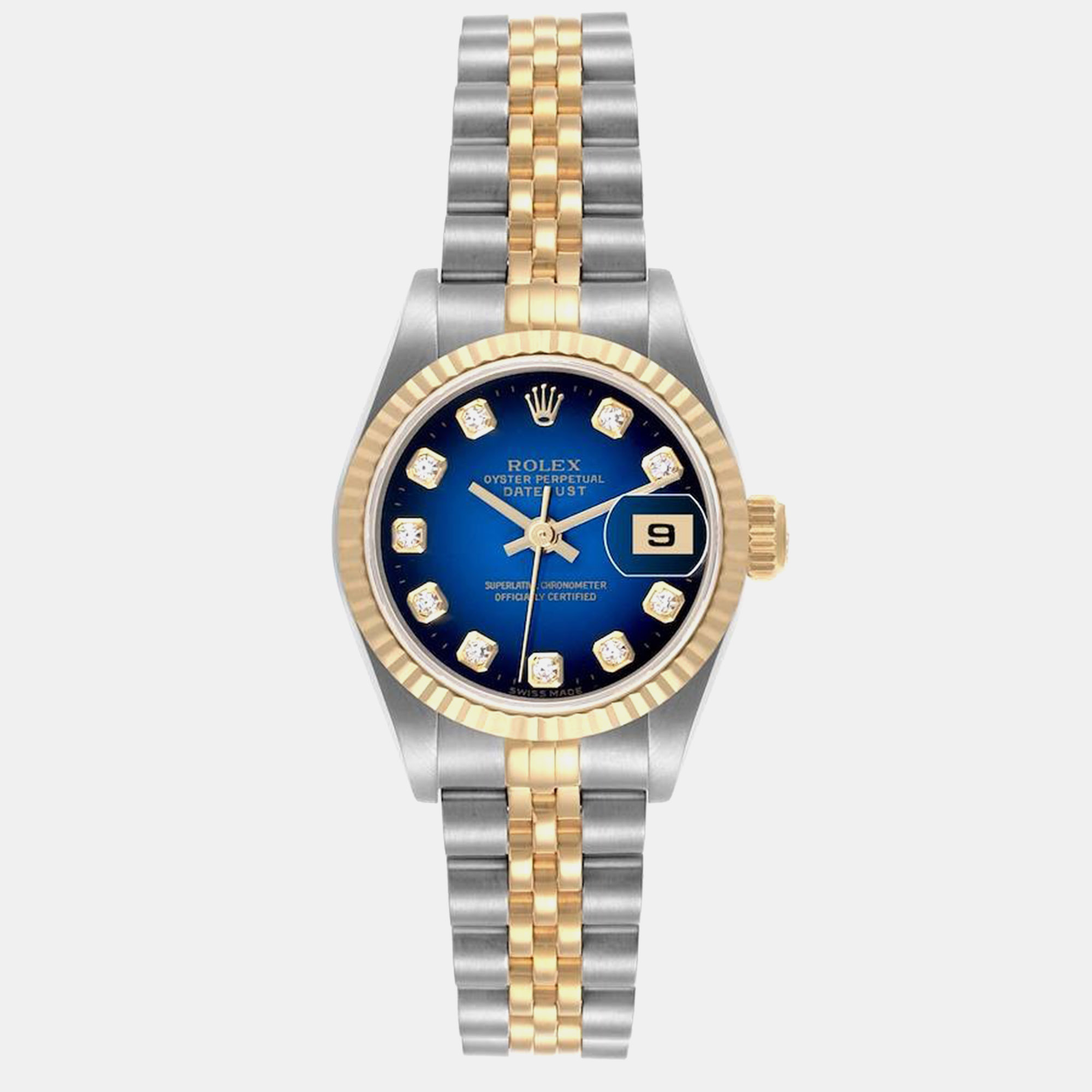 

Rolex Datejust Vignette Diamond Dial Steel Yellow Gold Watch 69173, Blue