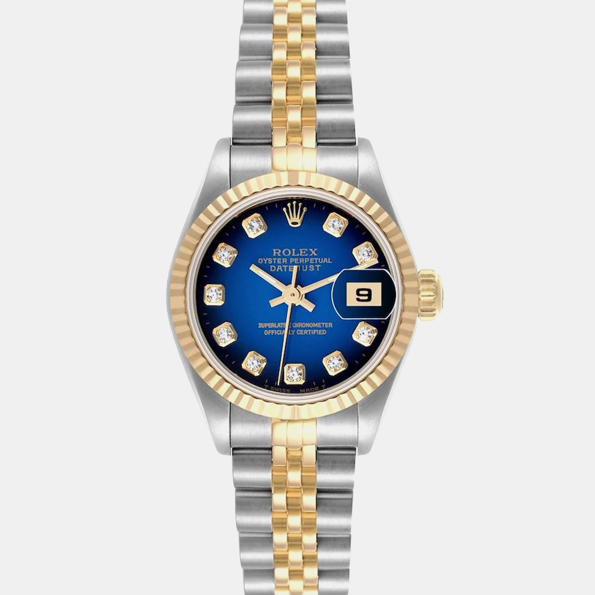 

Rolex Datejust Vignette Diamond Dial Steel Yellow Gold Watch 69173, Blue