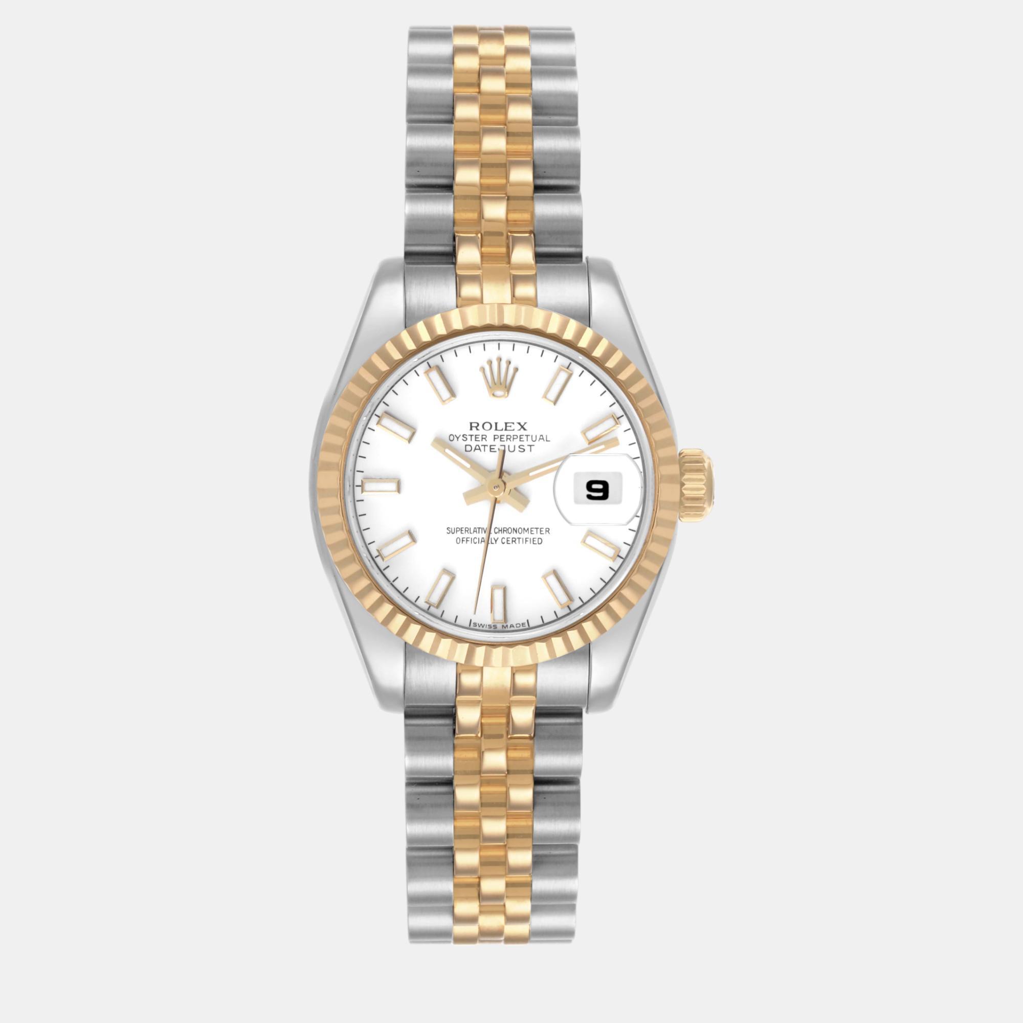 

Rolex Datejust Steel Yellow Gold White Dial Ladies Watch 179173 26 mm