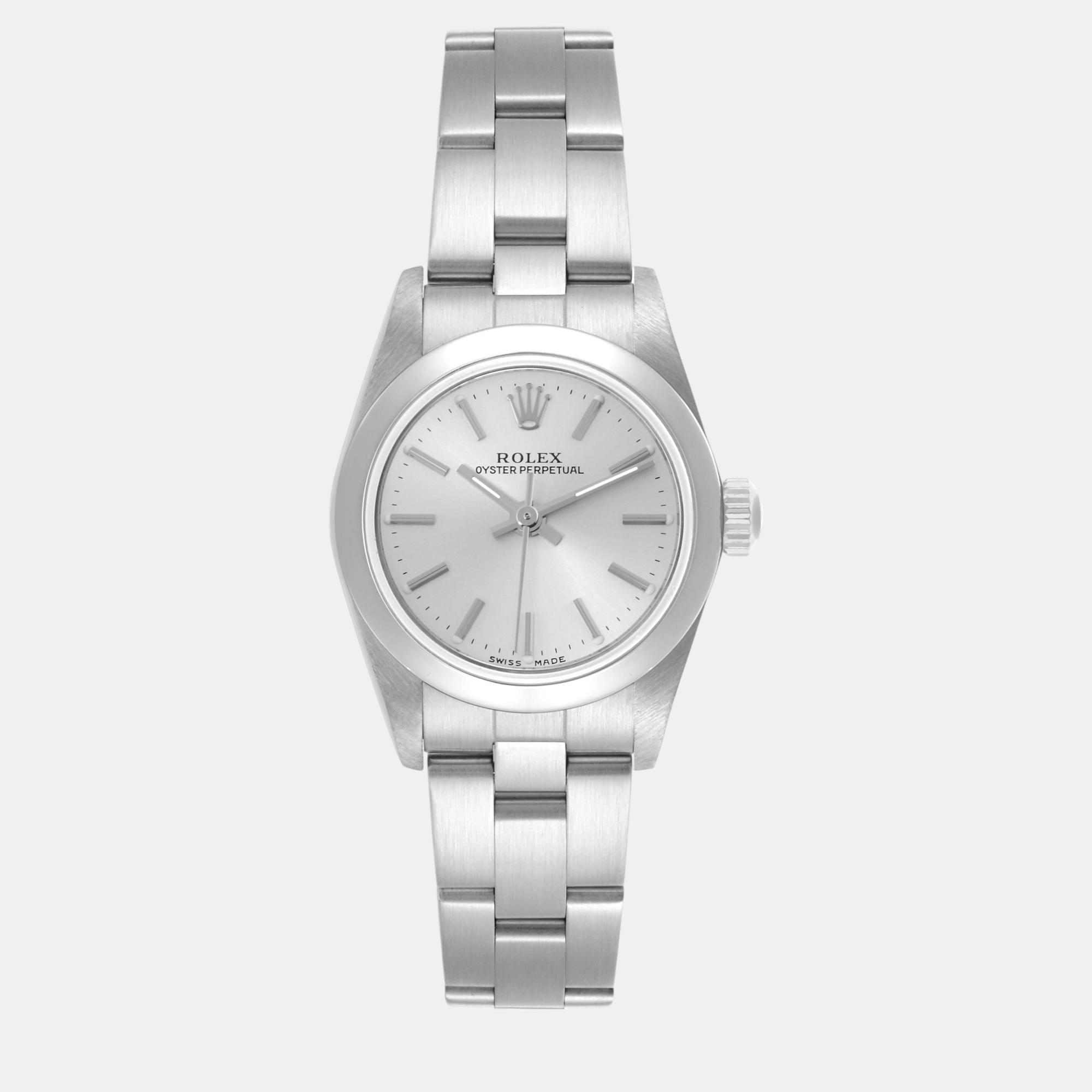 

Rolex Oyster Perpetual Non-Date Silver Dial Steel Ladies Watch 76080 24 mm