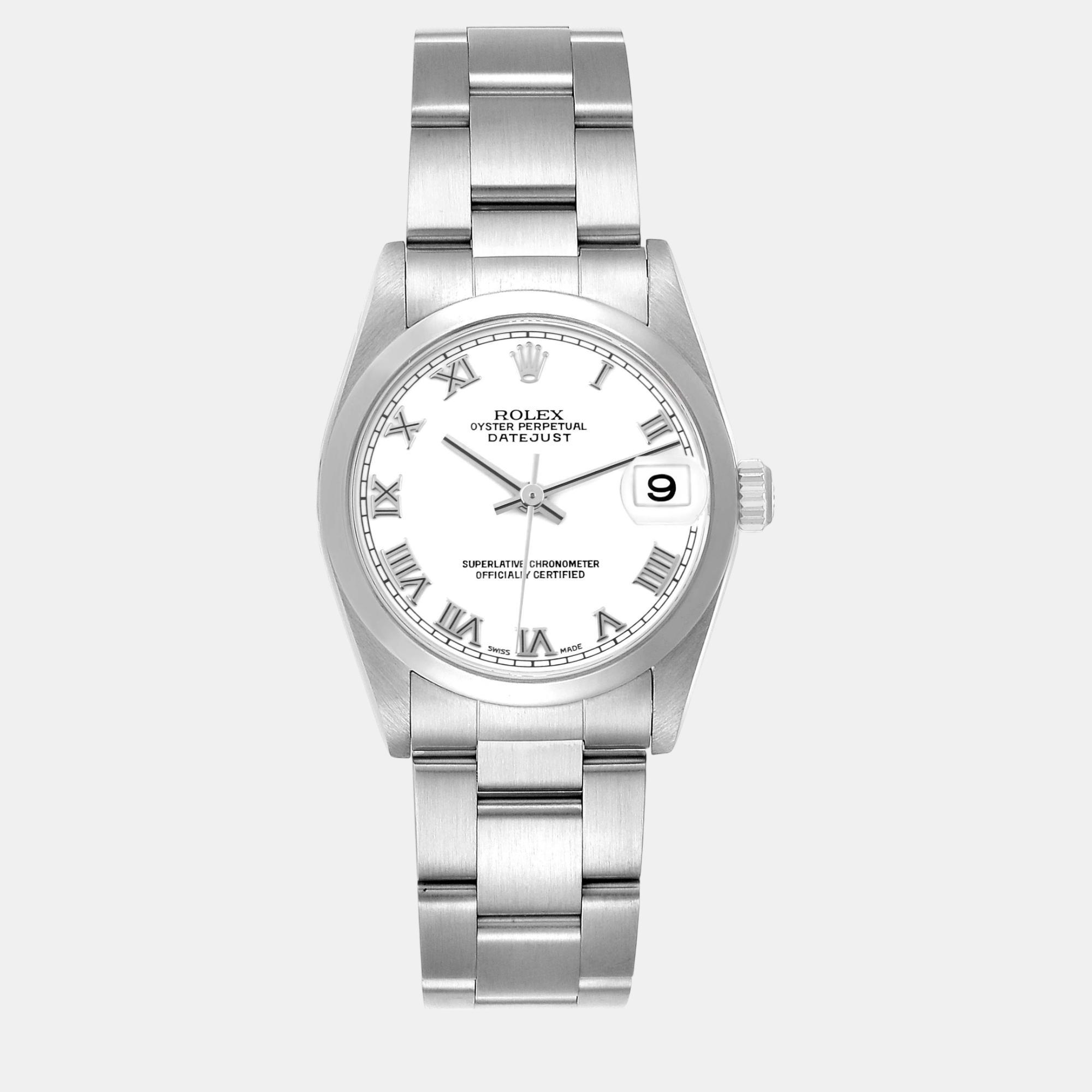 

Rolex Datejust Midsize White Roman Dial Steel Ladies Watch 78240 31 mm